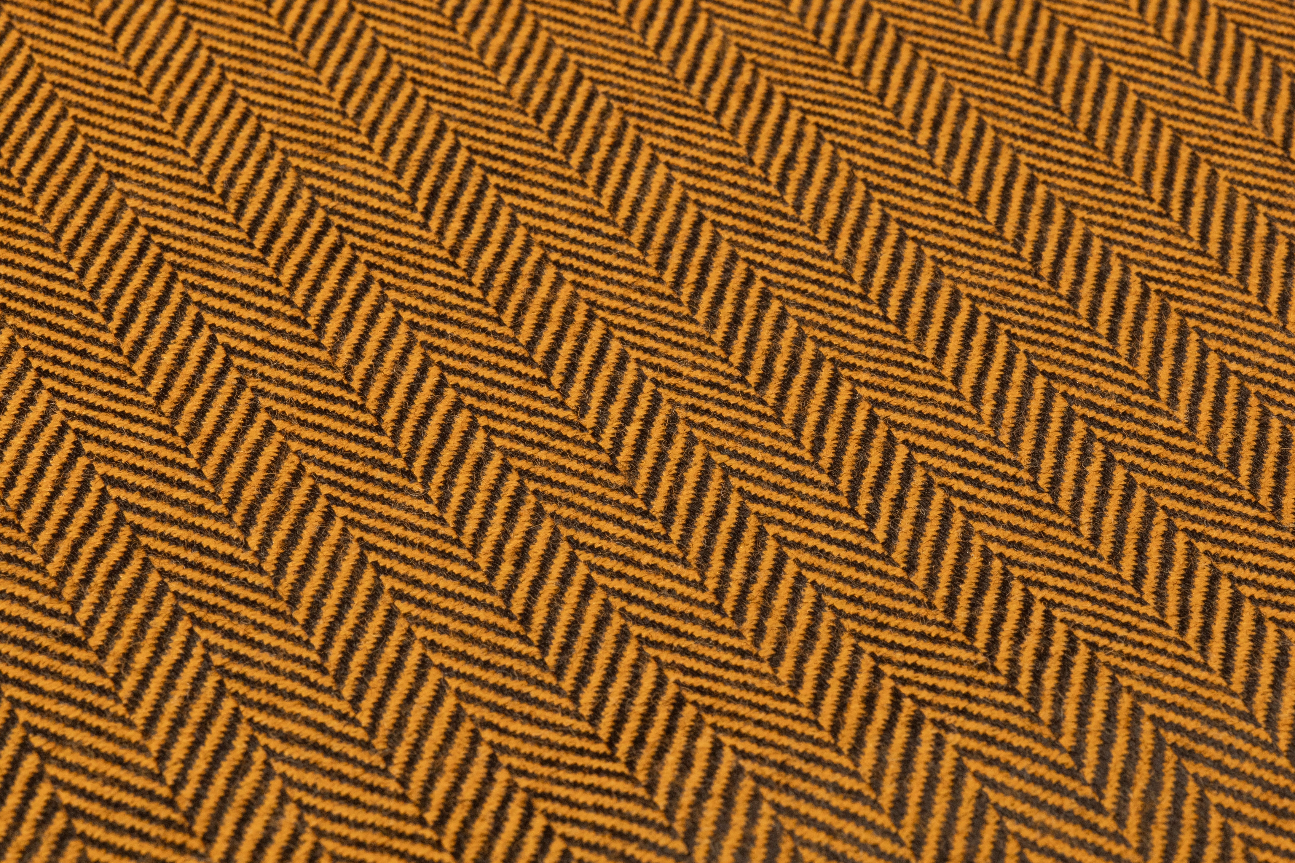 Italian Herringbone Wool Suiting - Ochre / Black