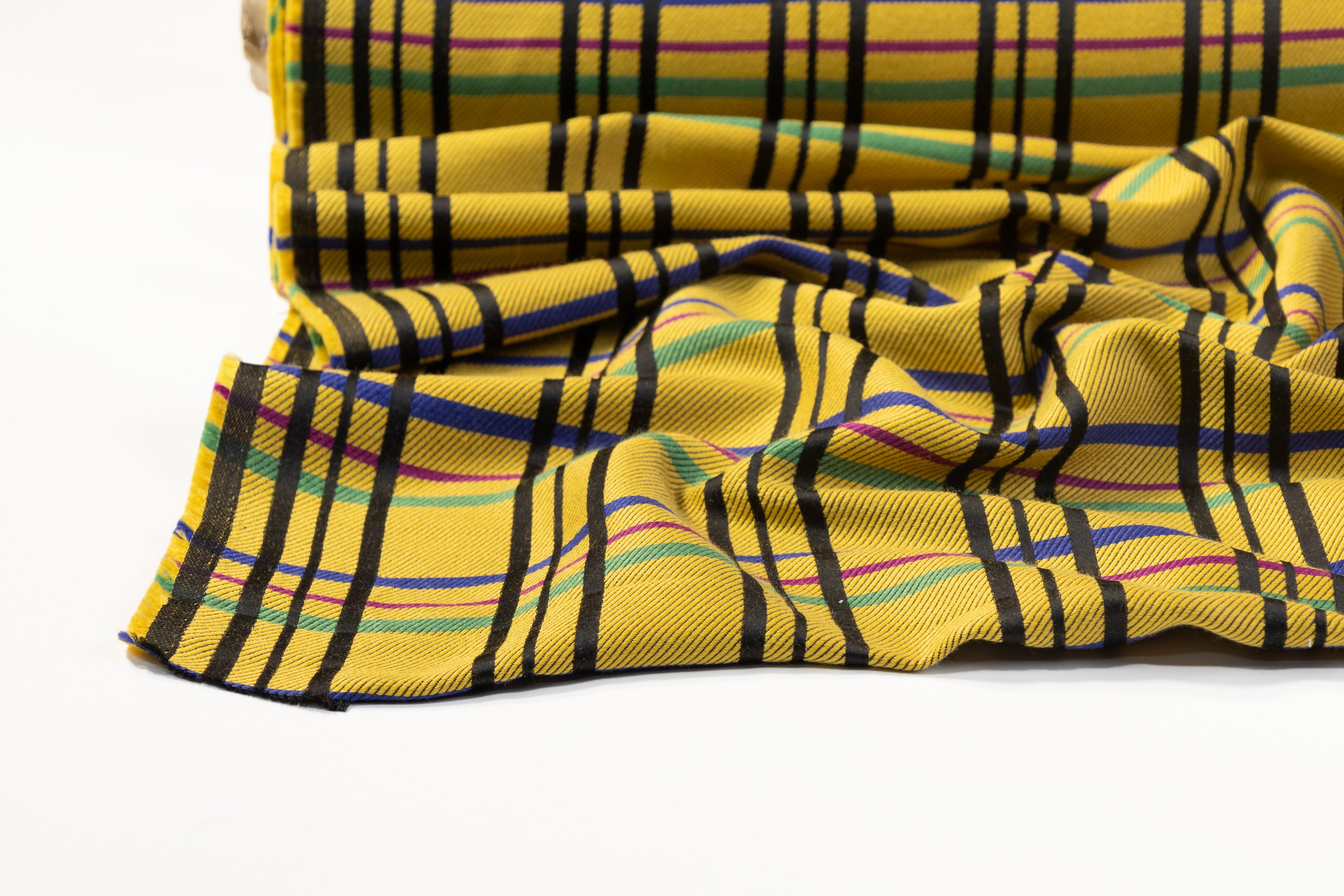 Plaid Italian Wool Blend Suiting - Yellow