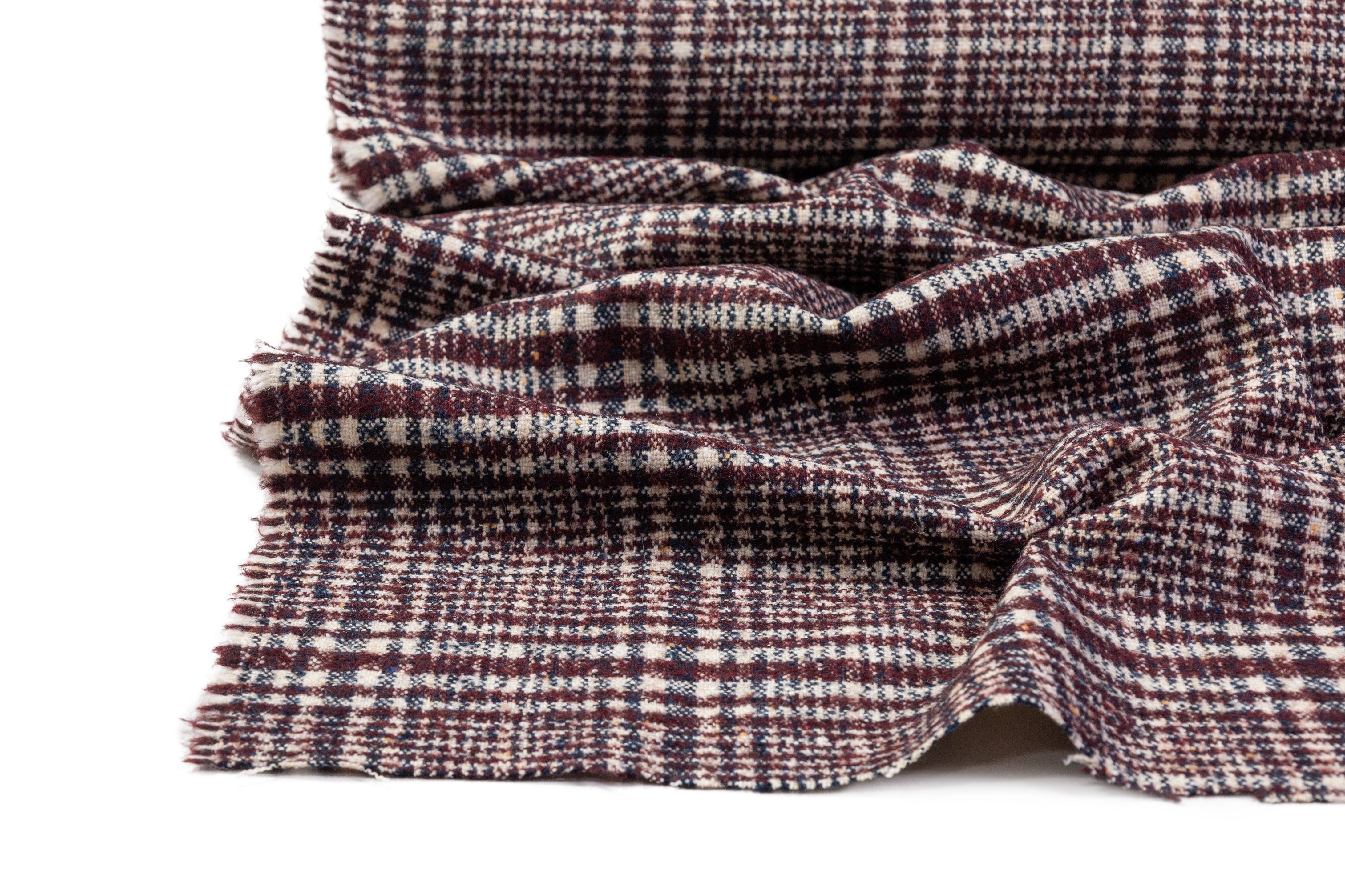 Ralph Lauren - Checked Italian Wool Blend Tweed Coating - Burgundy / Navy