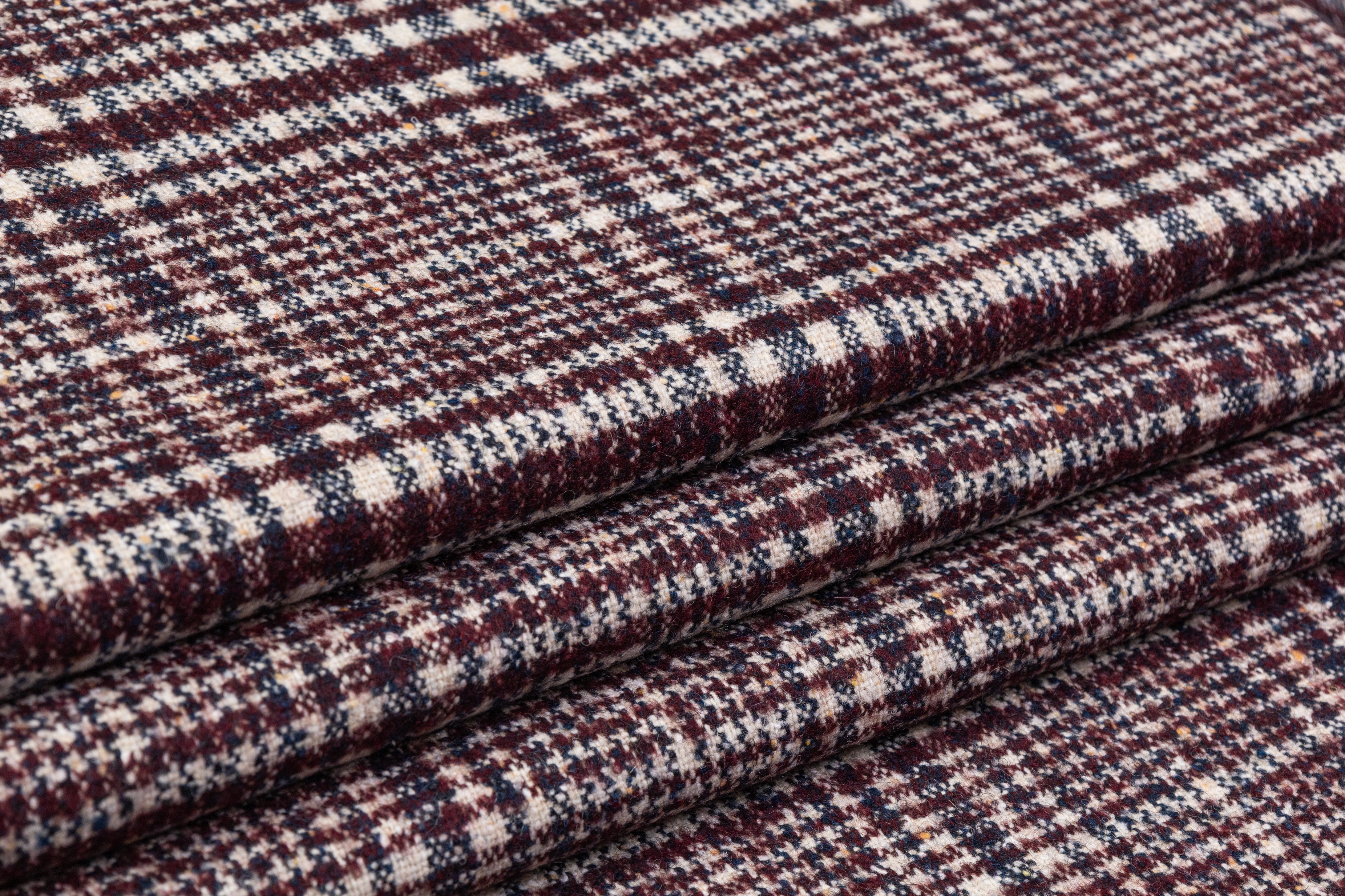 Ralph Lauren - Checked Italian Wool Blend Tweed Coating - Burgundy / Navy