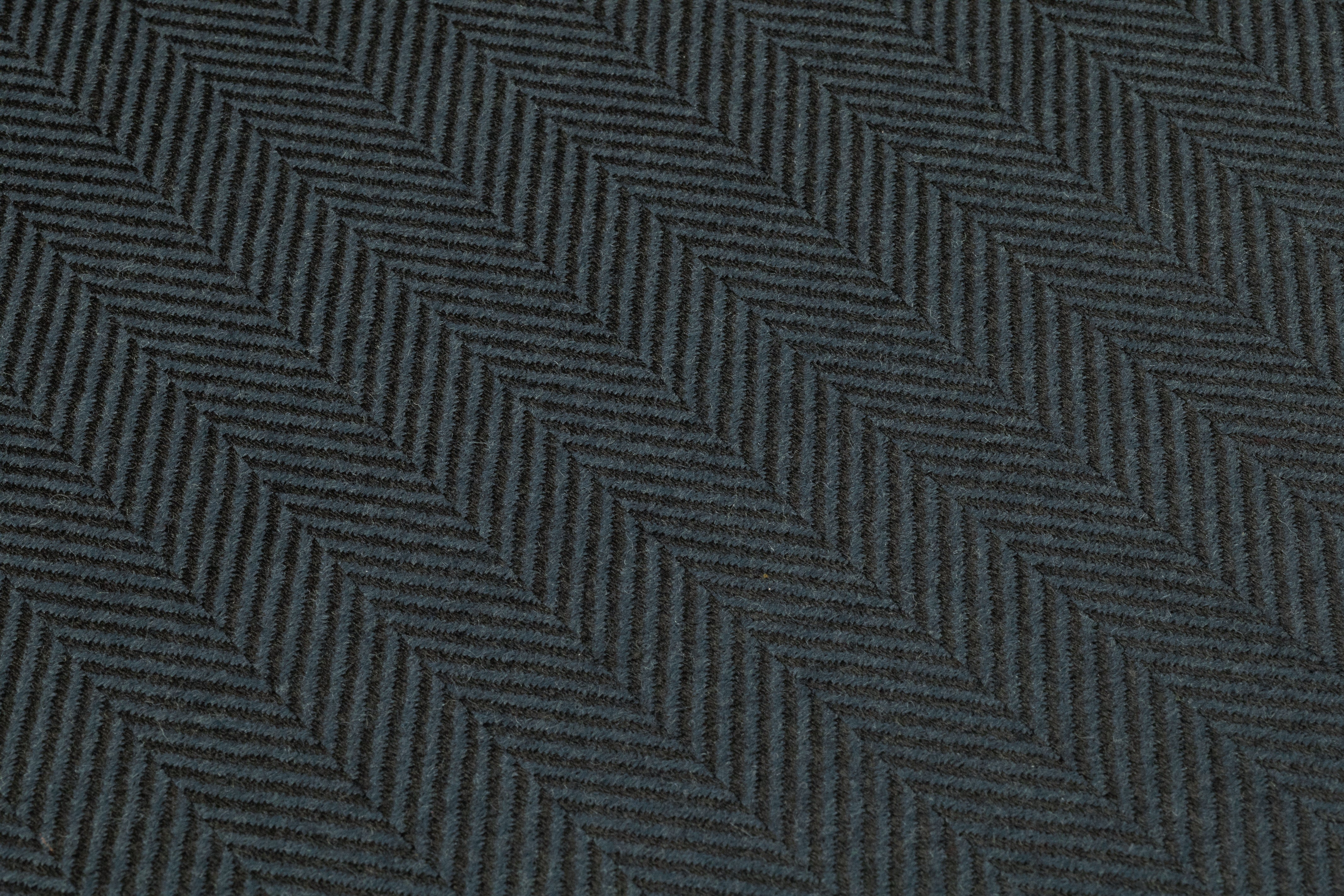 Herringbone Italian Wool Suiting - Dark Teal / Black