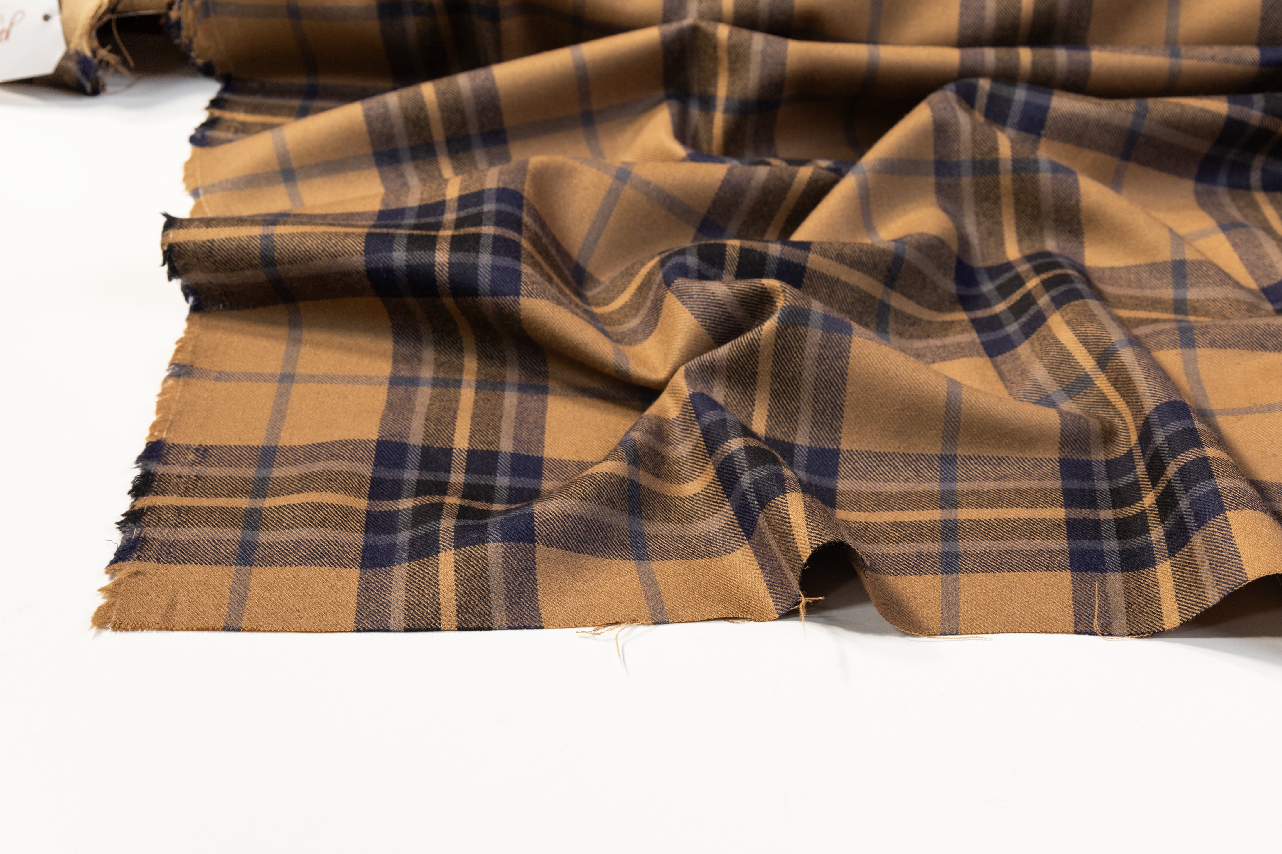 Plaid Italian Wool Suiting - Navy / Brown