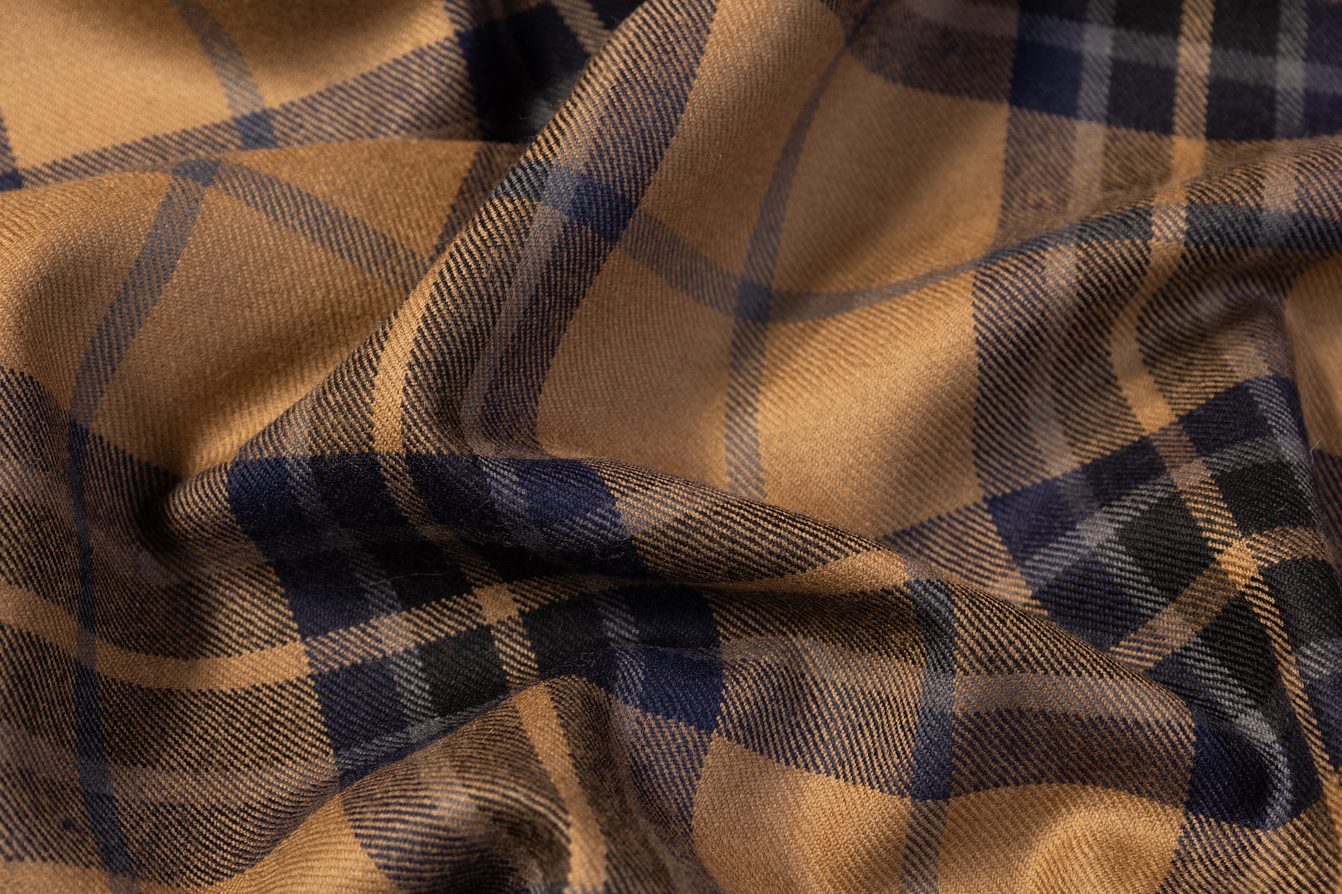 Plaid Italian Wool Suiting - Navy / Brown