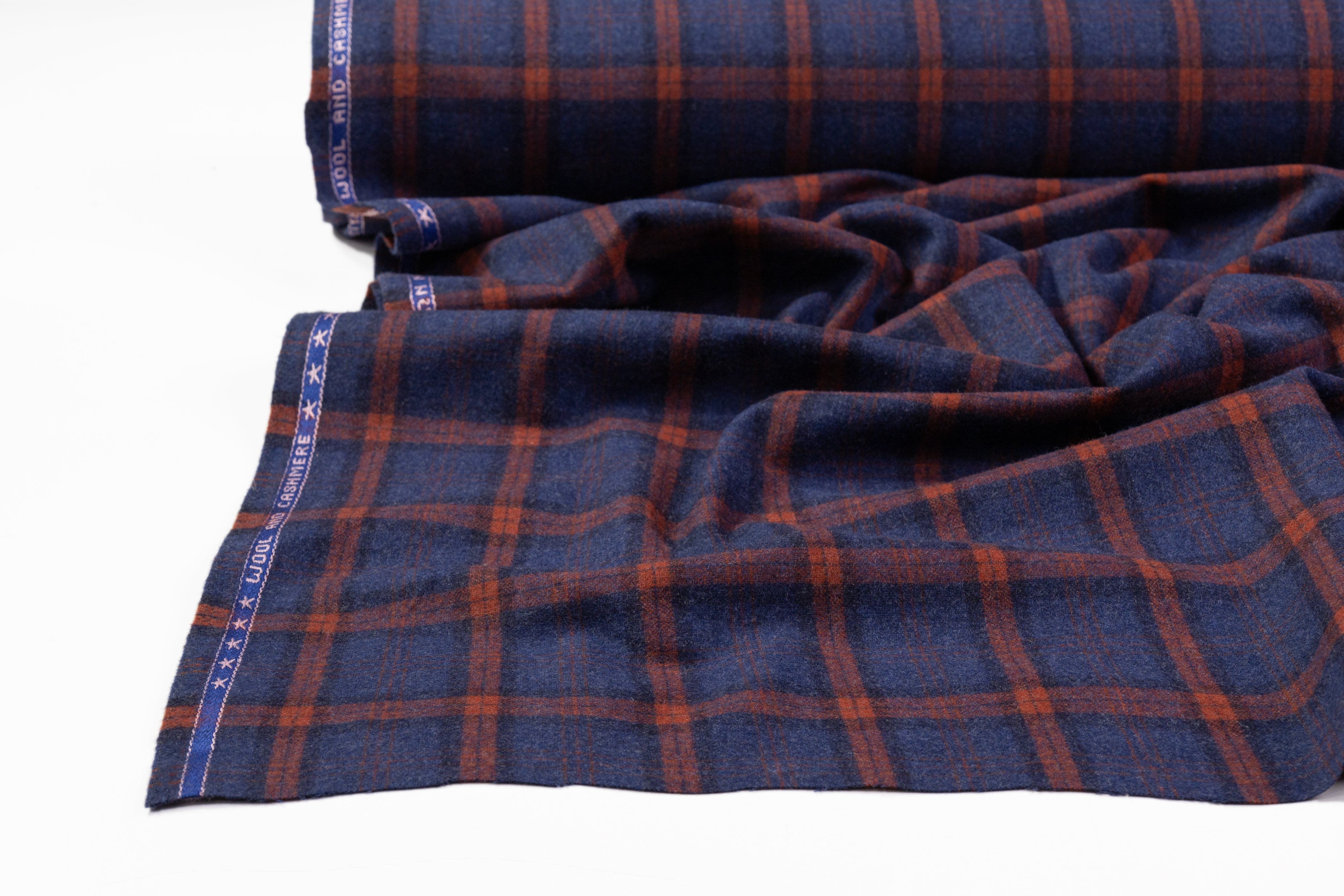Ariston Napoli - Plaid Italian Wool and Cashmere - Rust / Blue
