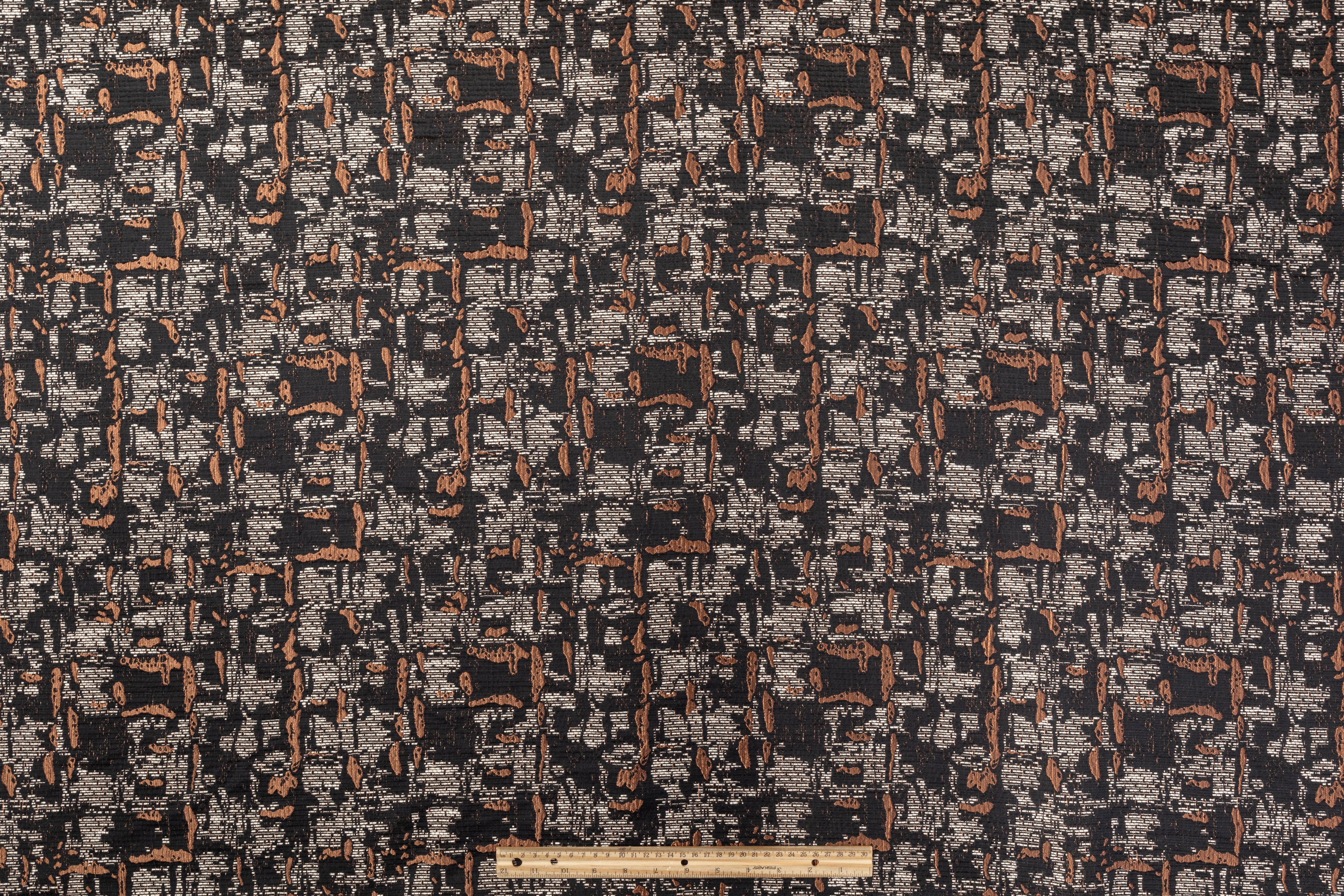 Abstract Italian Brocade - Black / White / Bronze