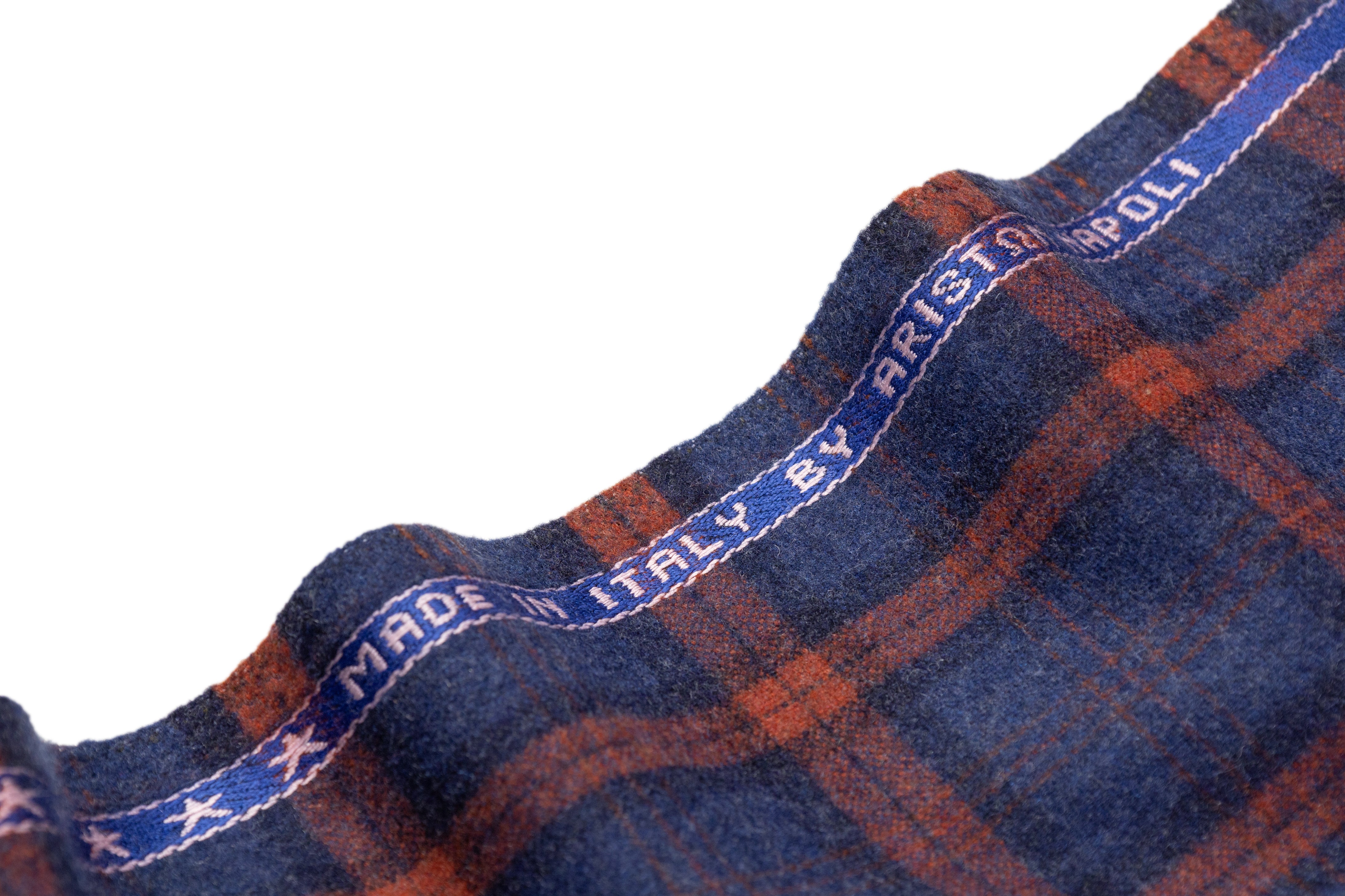 Ariston Napoli - Plaid Italian Wool and Cashmere - Rust / Blue