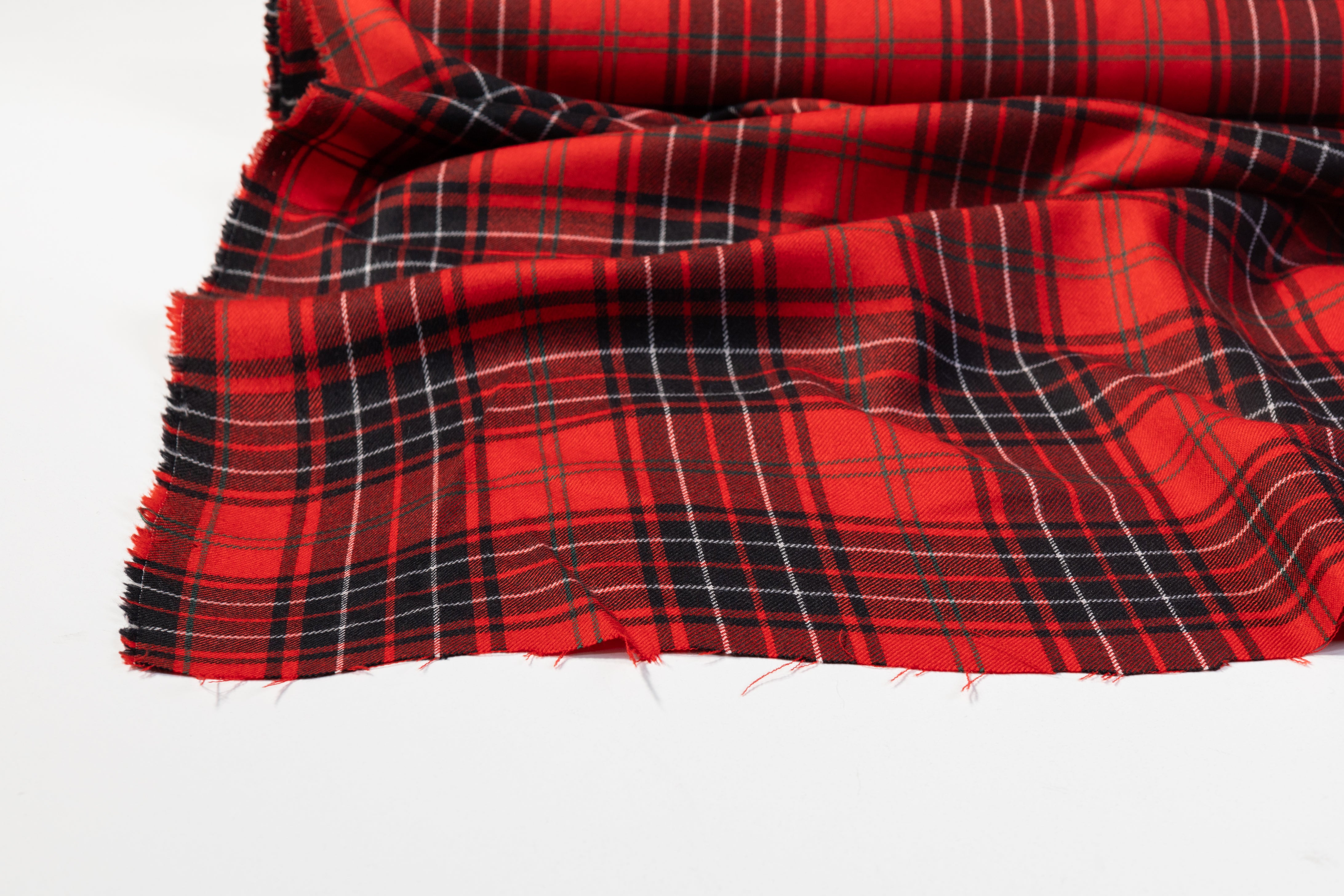 Tartan Italian Wool Suiting - Red, Black, White, Green