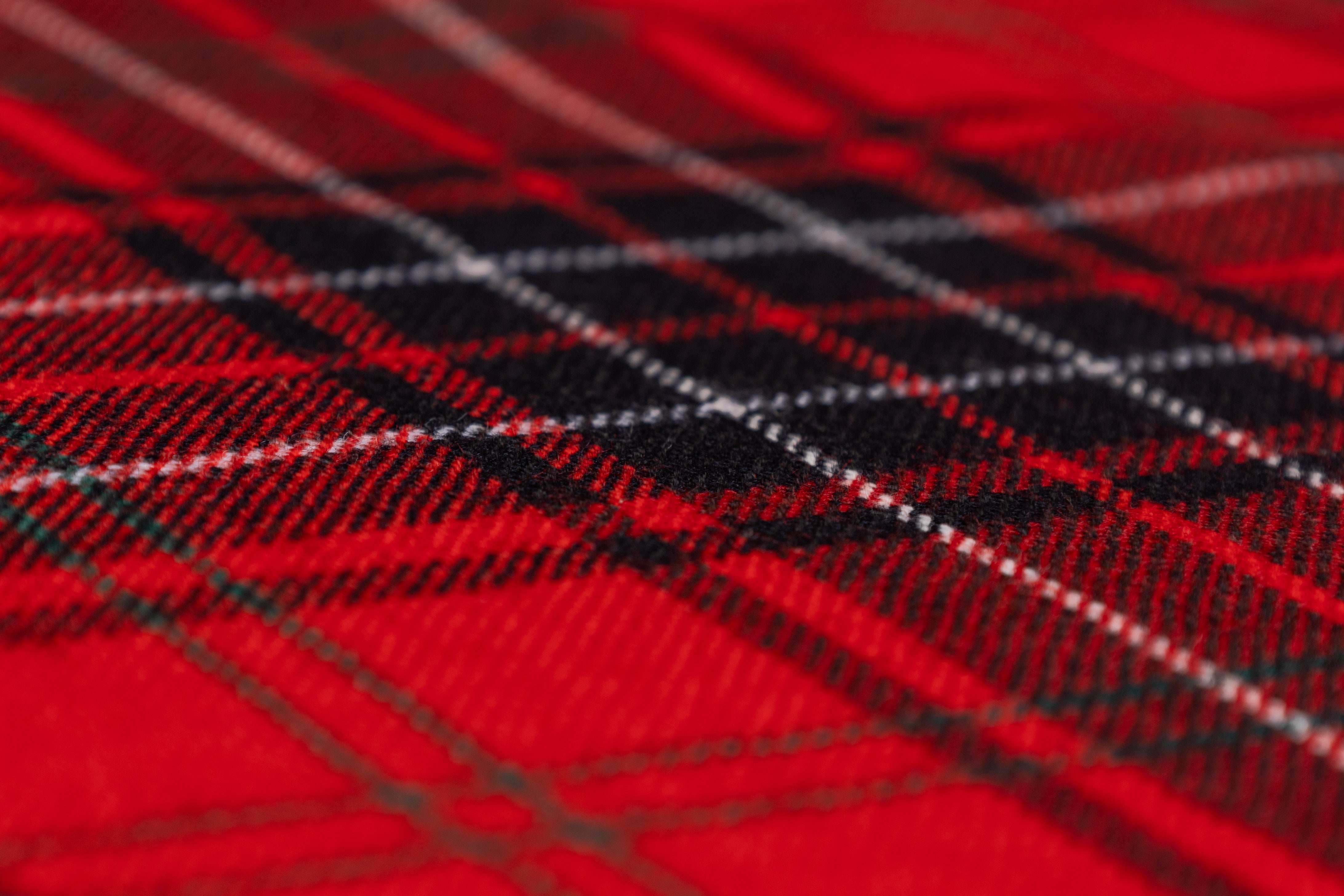 Tartan Italian Wool Suiting - Red, Black, White, Green