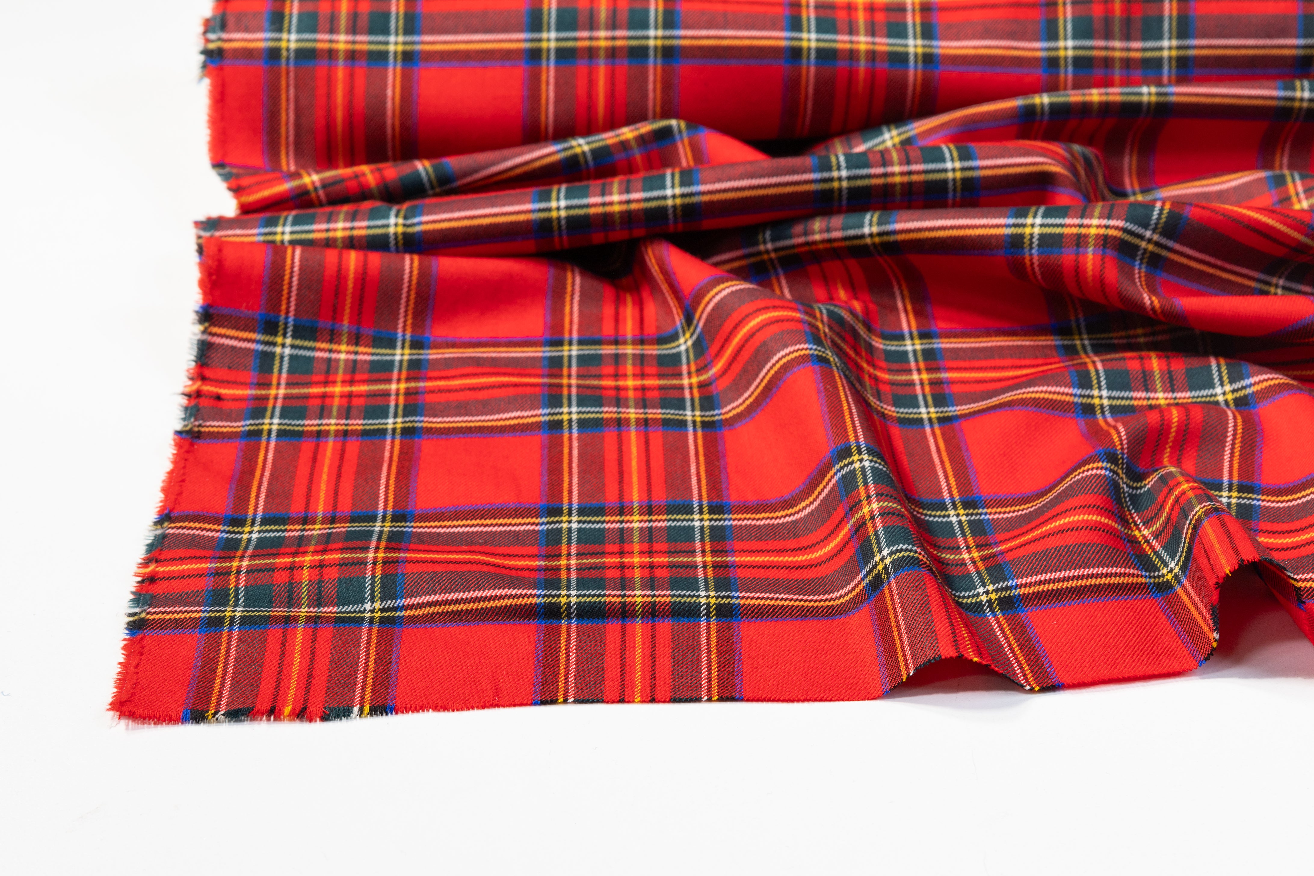 Tartan Italian Wool Suiting - Red, Blue, Green, Yellow, White