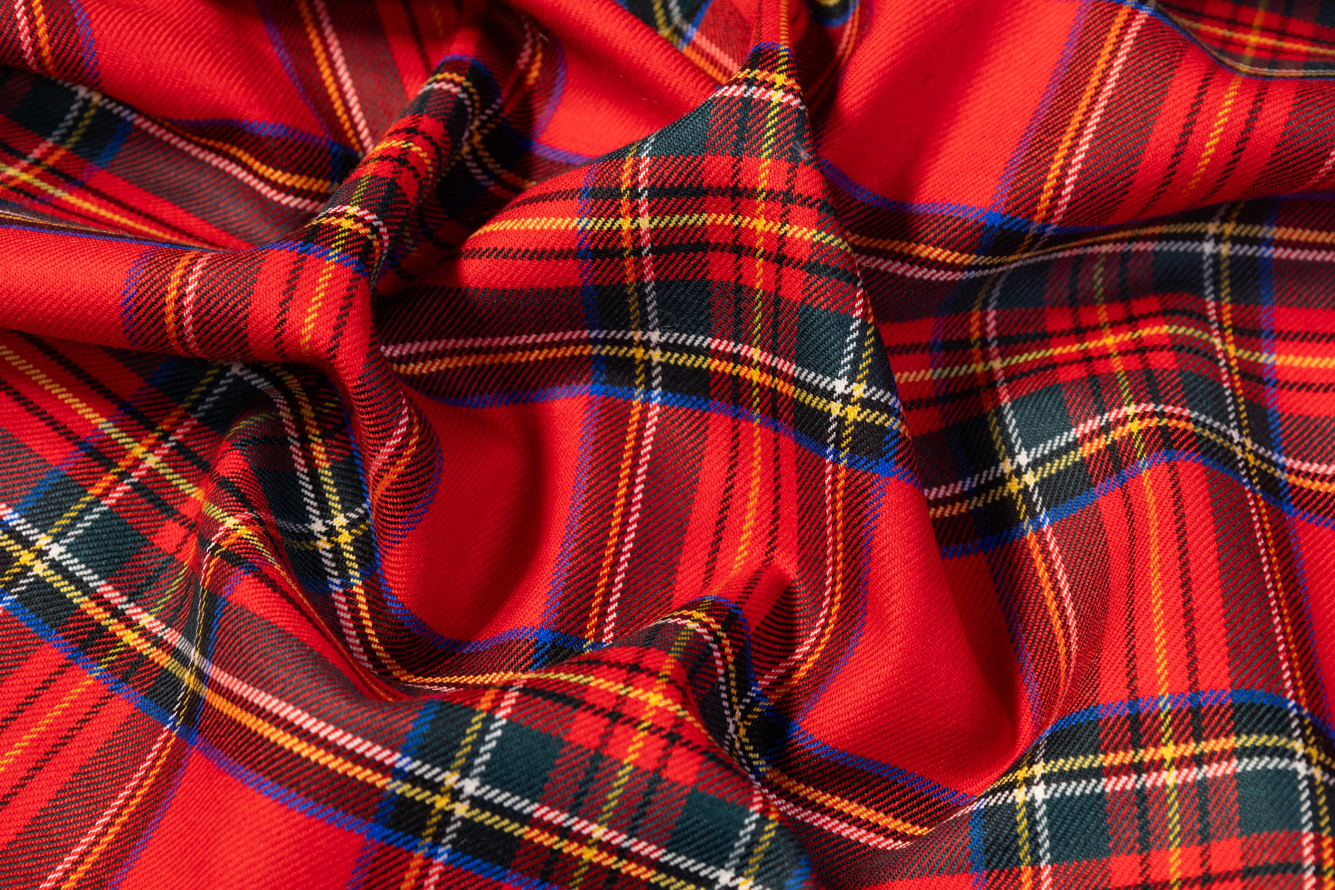 Tartan Italian Wool Suiting - Red, Blue, Green, Yellow, White