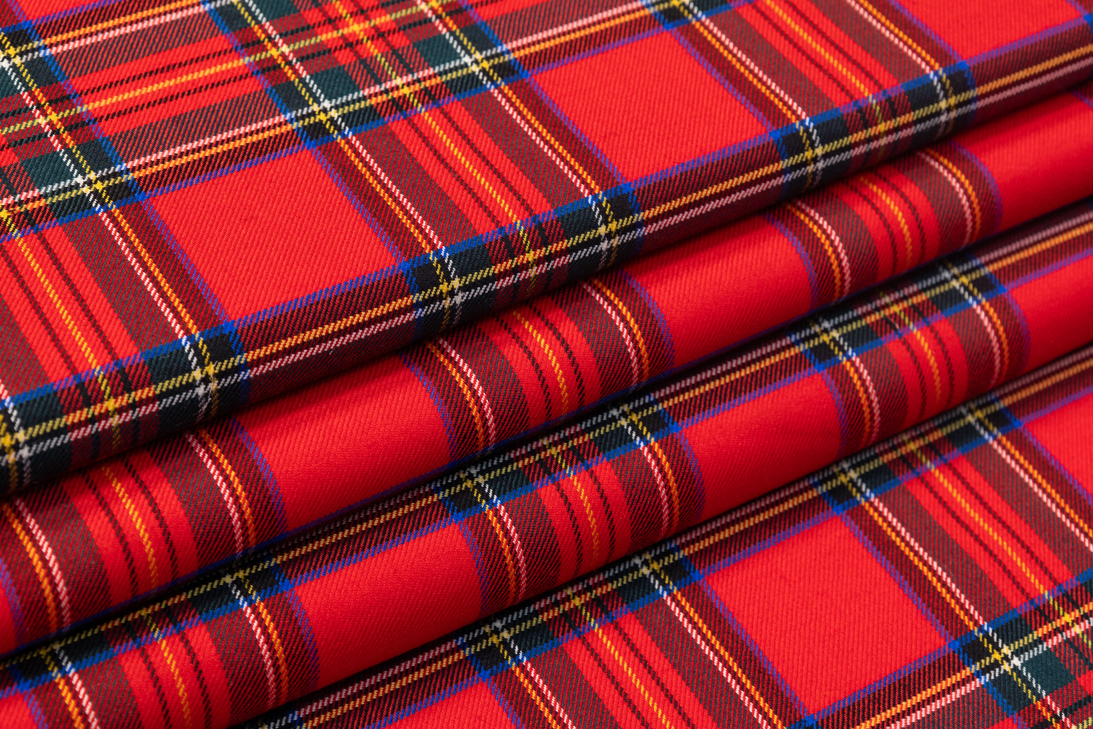 Tartan Italian Wool Suiting - Red, Blue, Green, Yellow, White