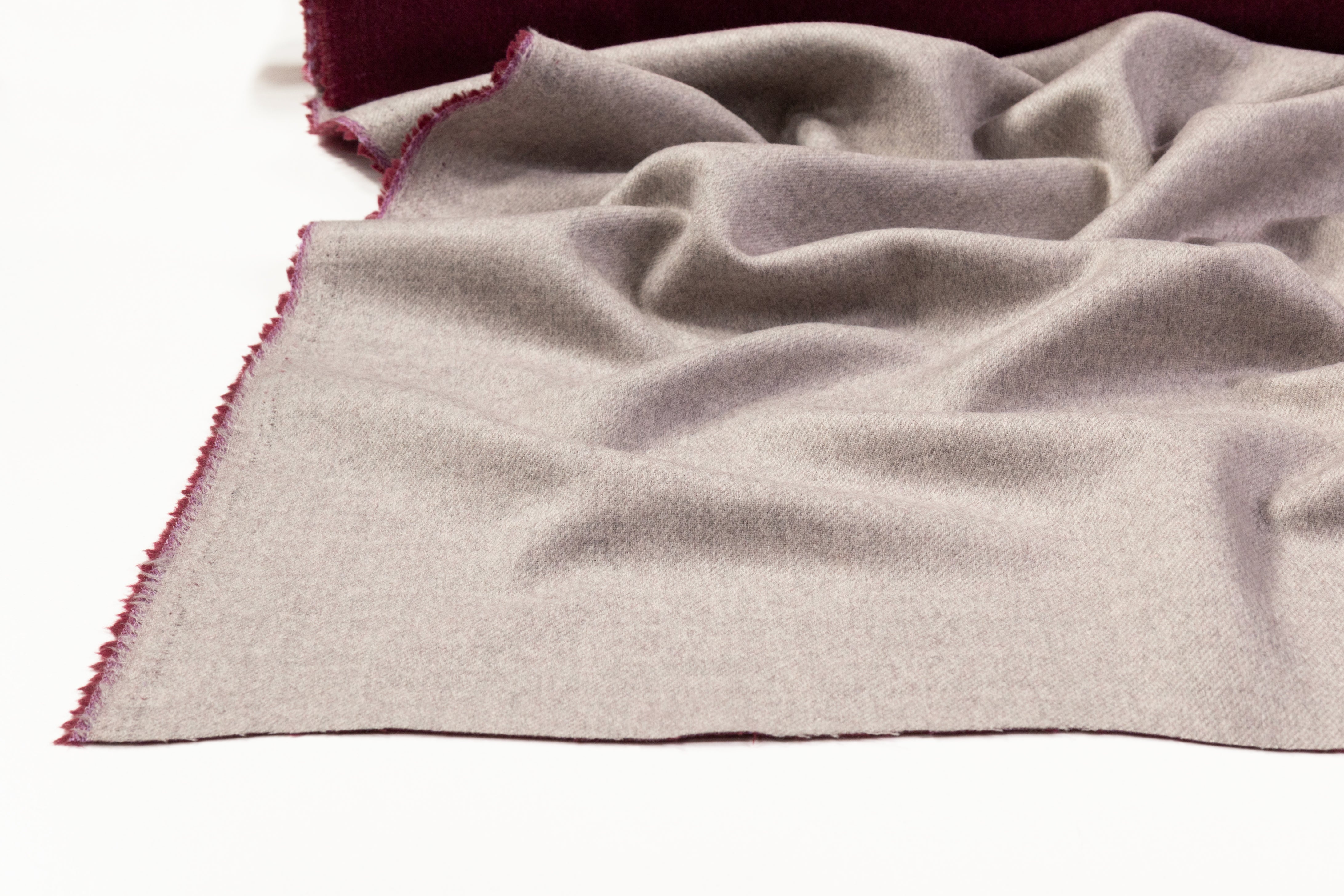 Double Faced Italian Pure Cashmere - Wine / Taupe