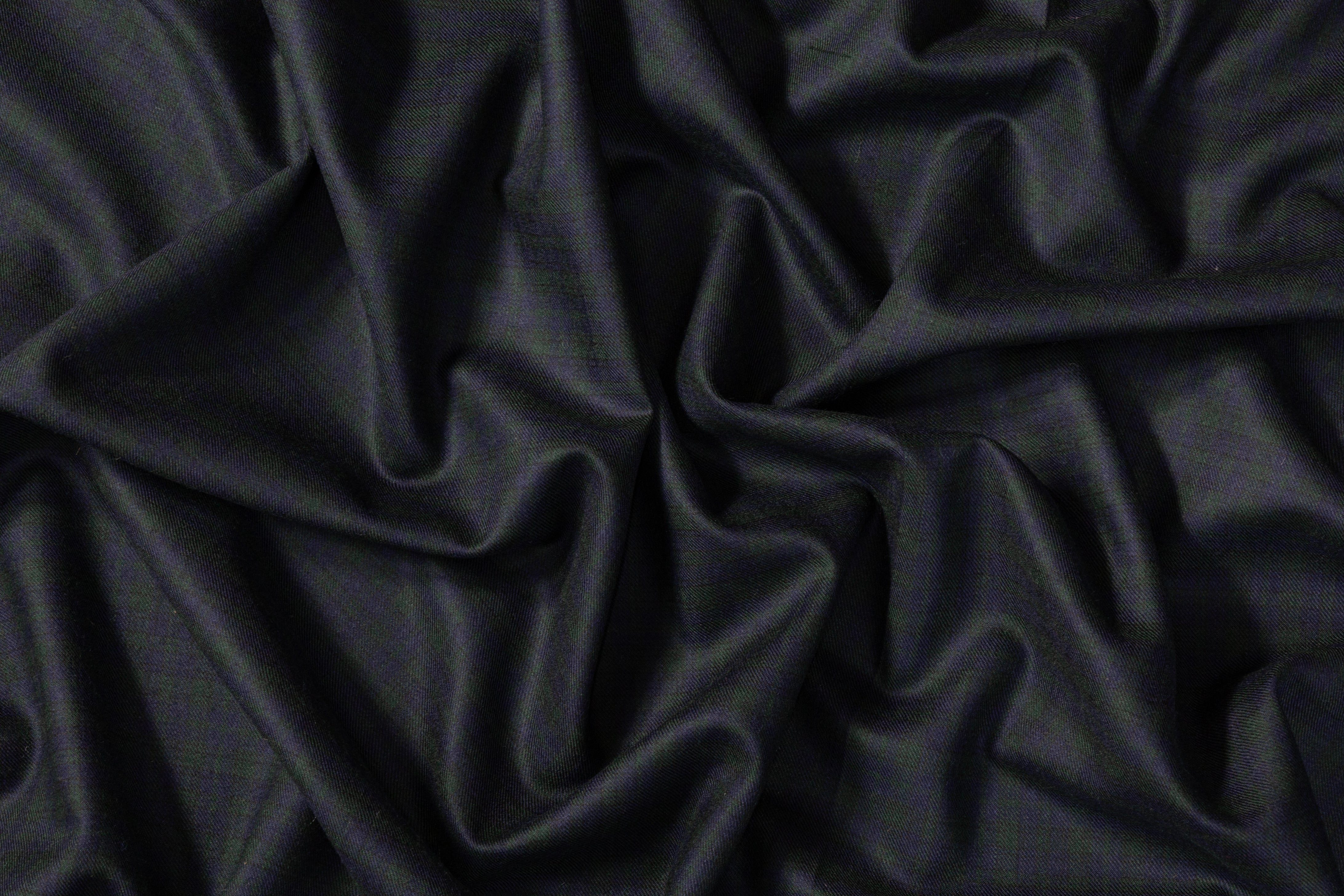 Checked Italian Wool Suiting - Green / Blue