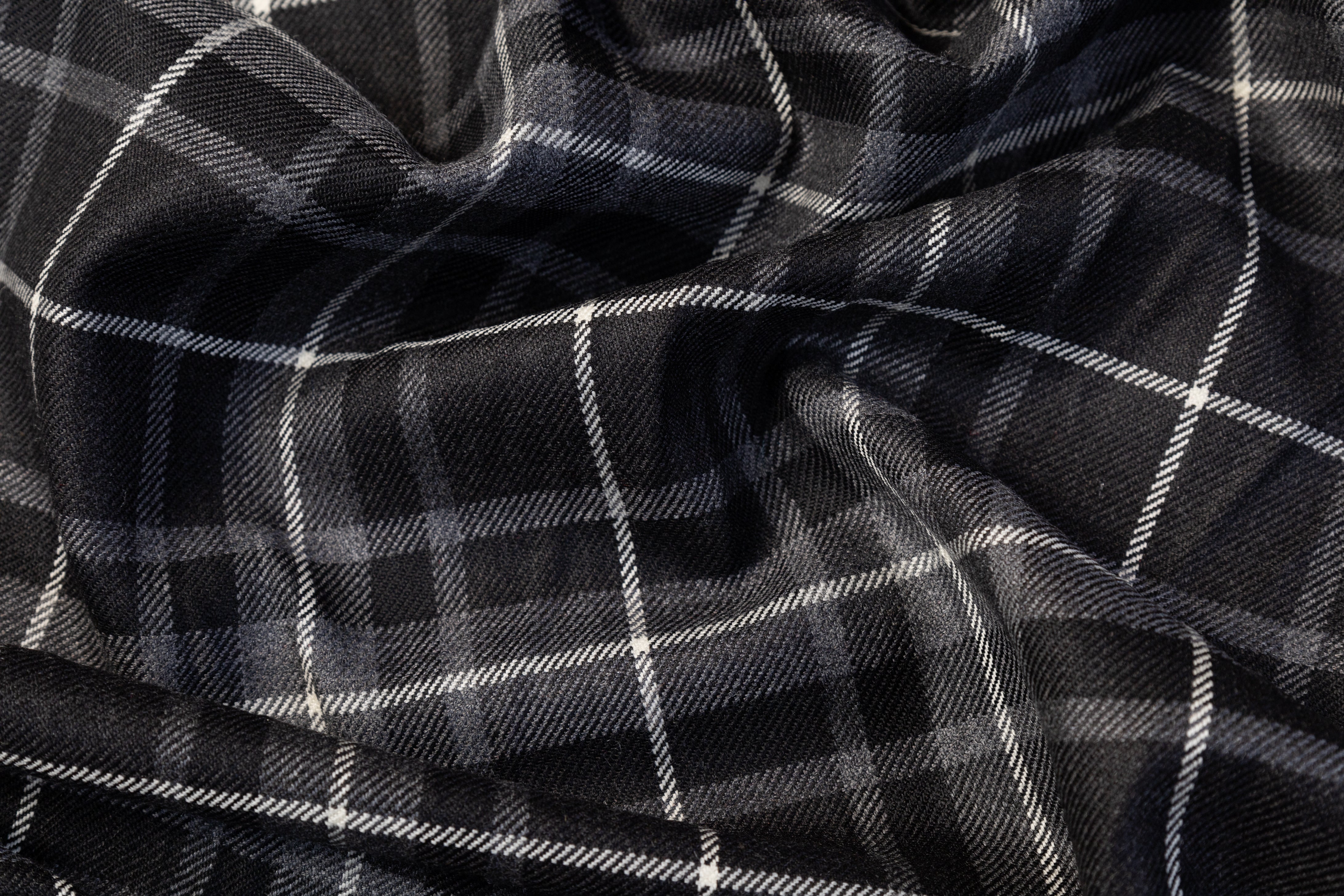 Tartan Italian Wool Suiting - Gray