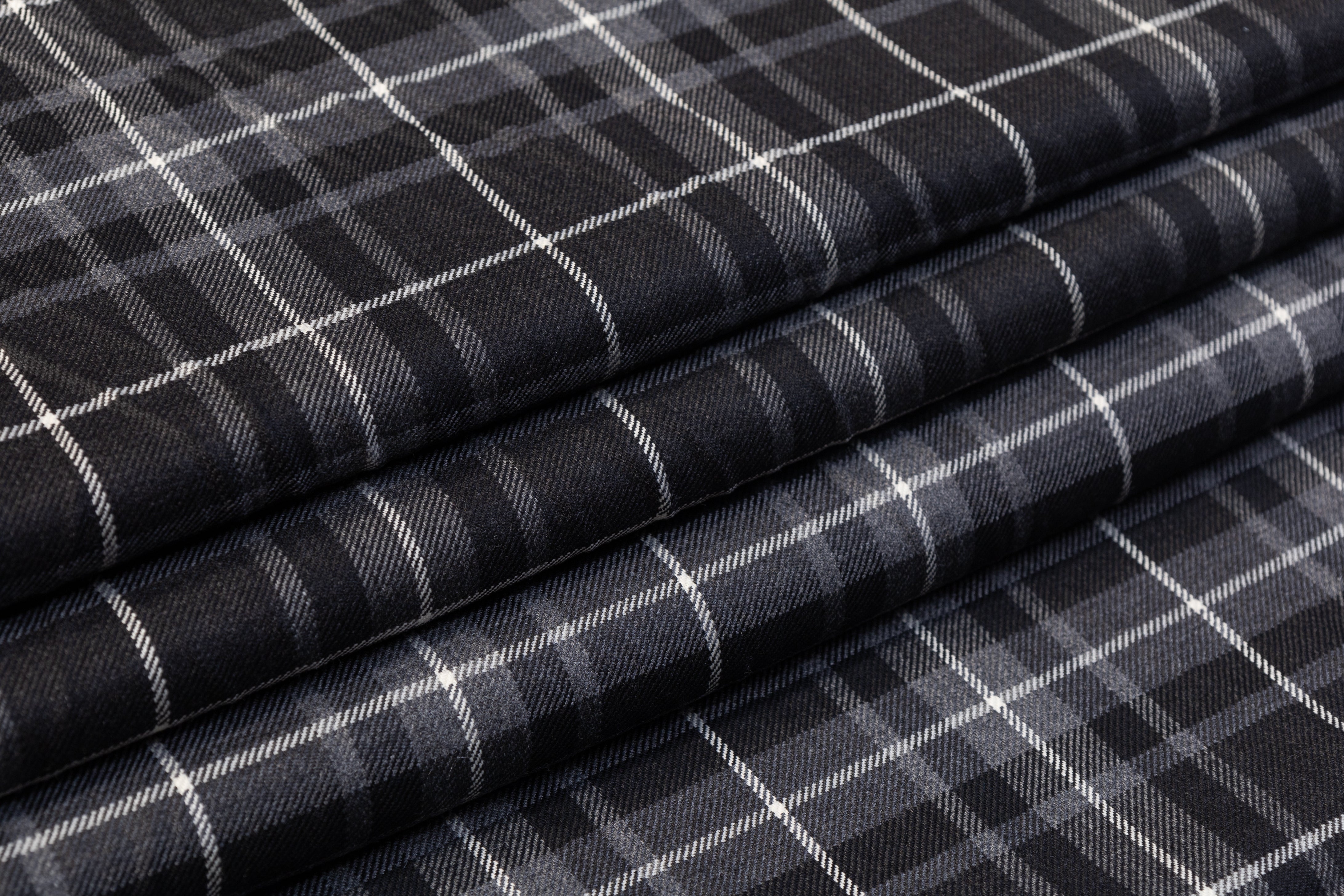 Tartan Italian Wool Suiting - Gray