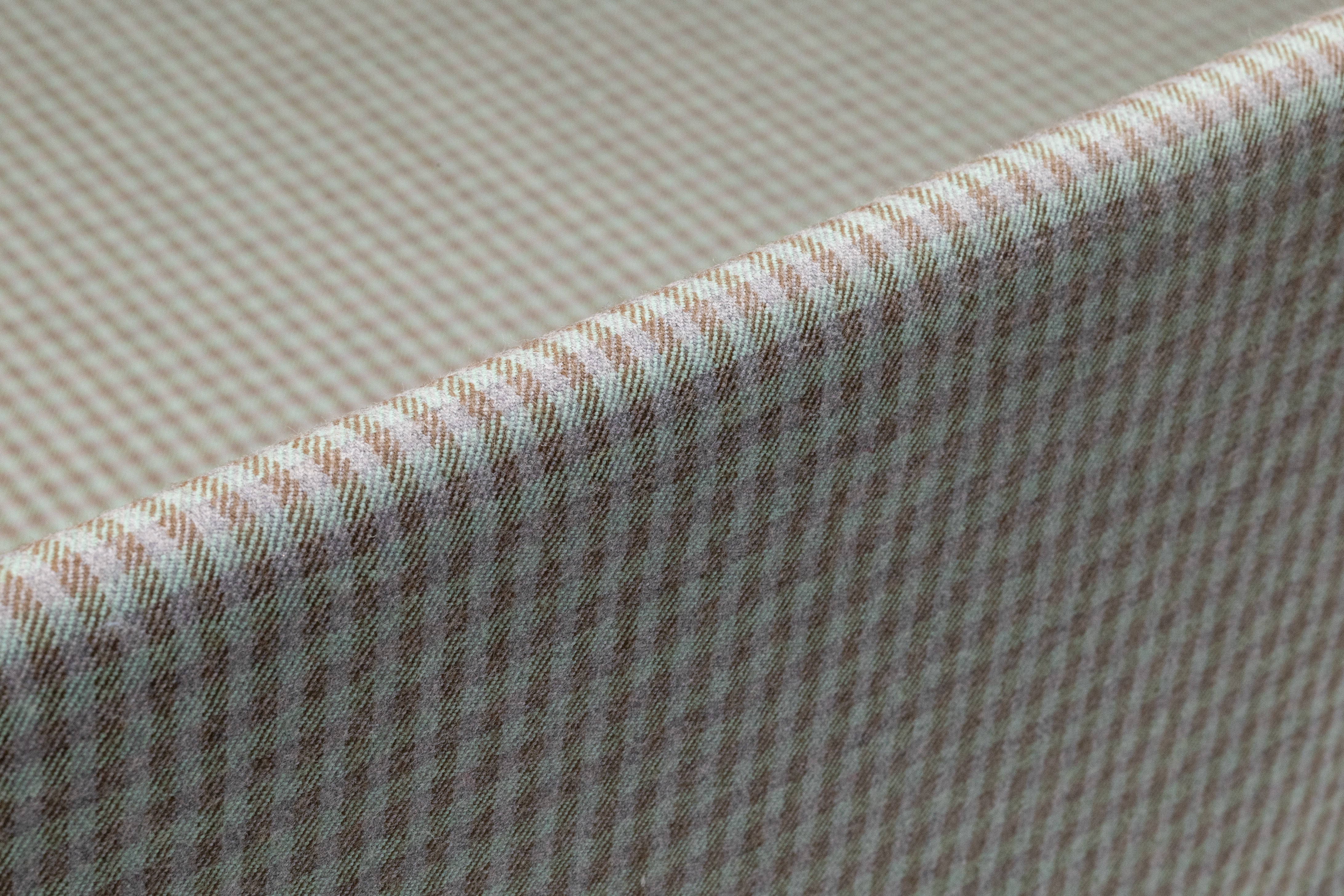 Checked Italian Stretch Wool Flannel - Mint Green / Gray