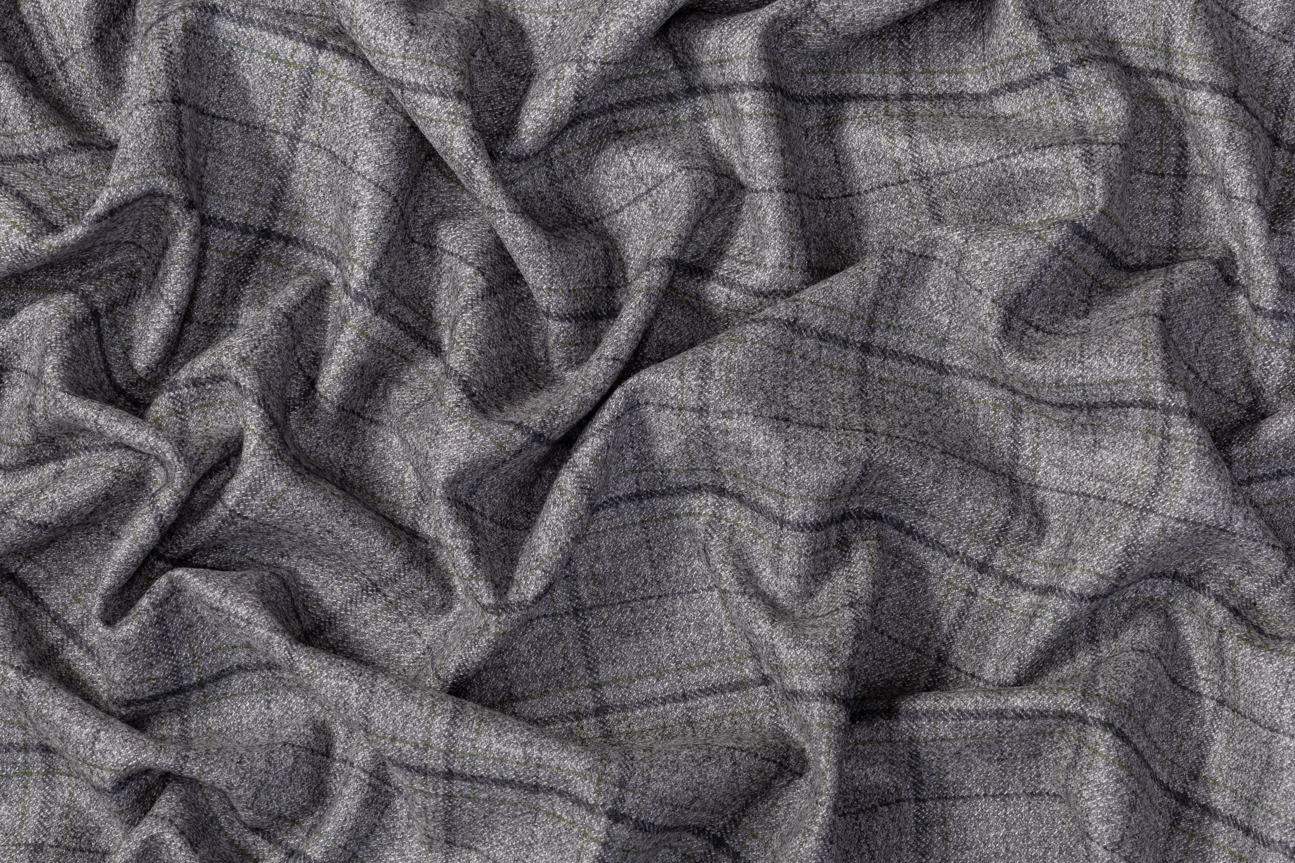 Checked Italian Wool Suiting - Gray