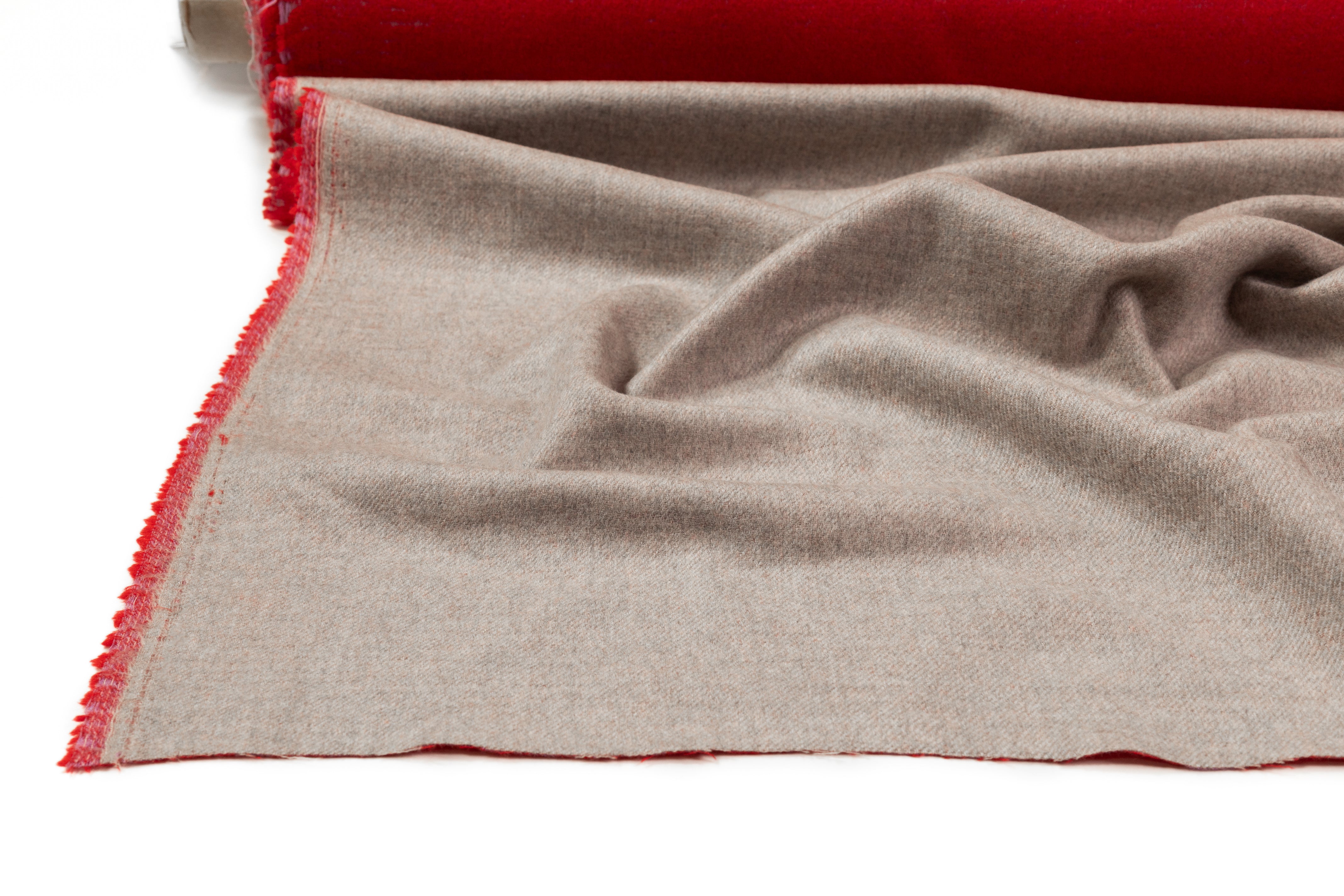 Double Faced Italian Pure Cashmere - Red / Taupe