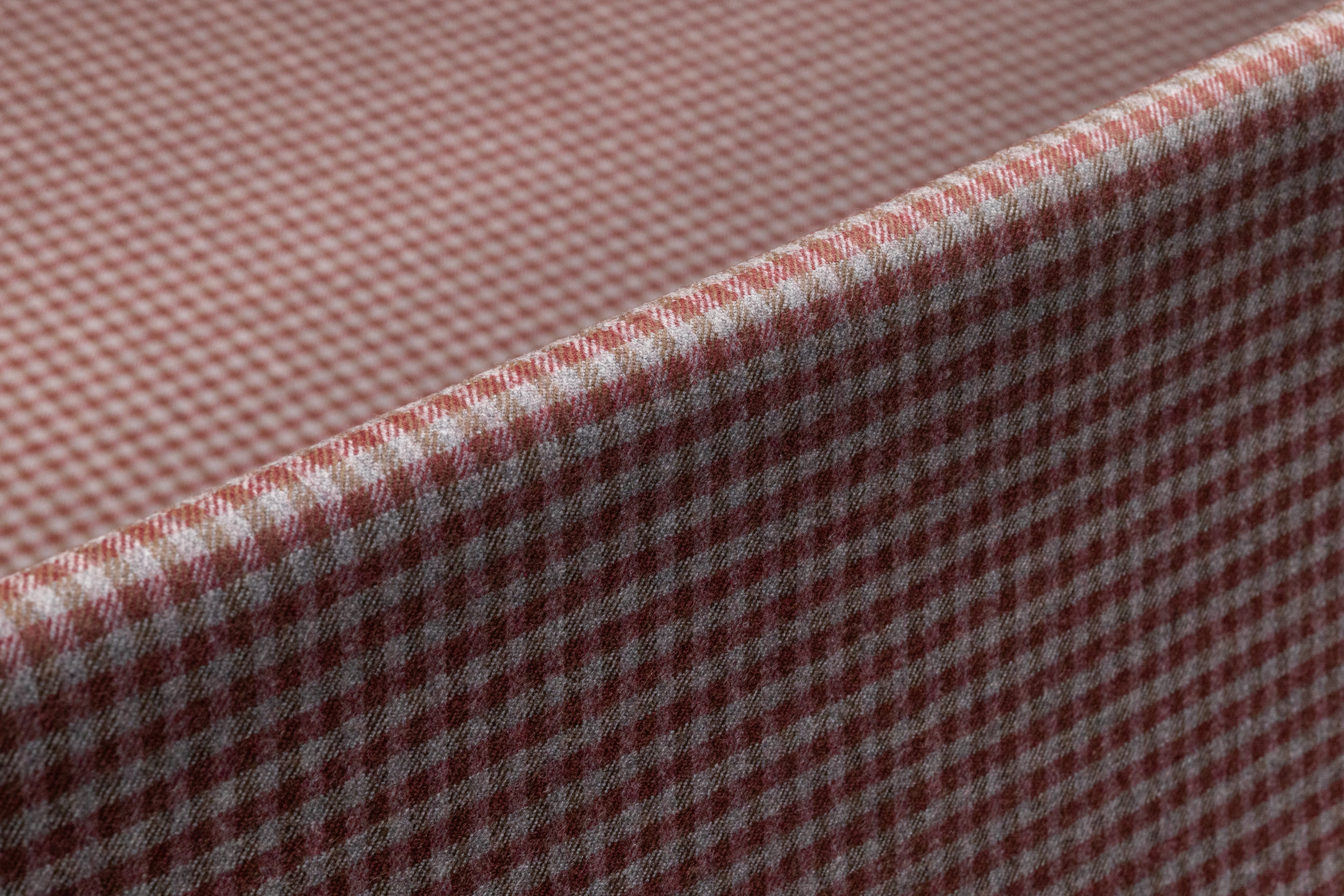 Checked Italian Stretch Wool Flannel - Brick Red / Taupe / Gray