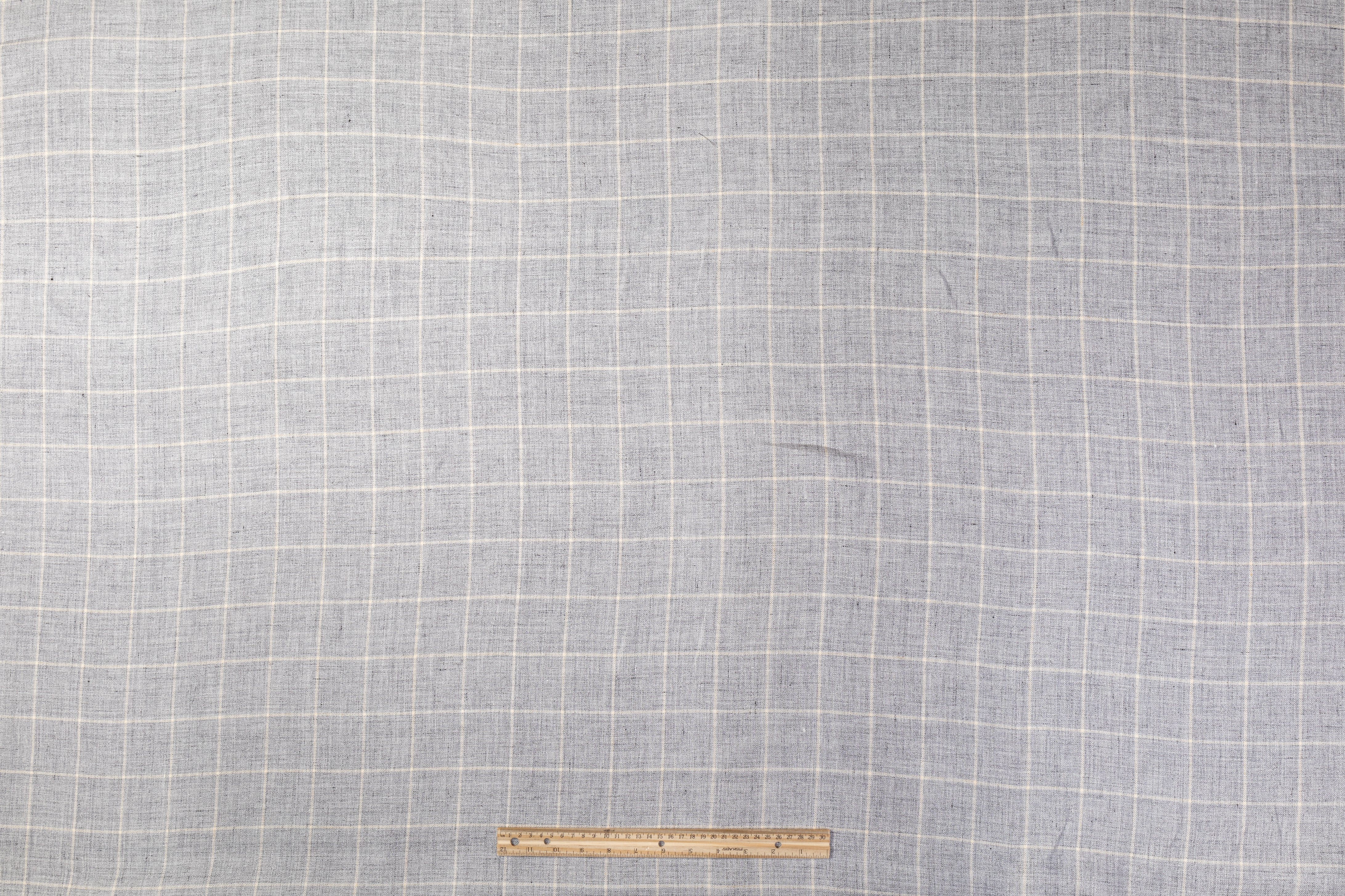Windowpane Italian Linen and Cotton Suiting - Gray