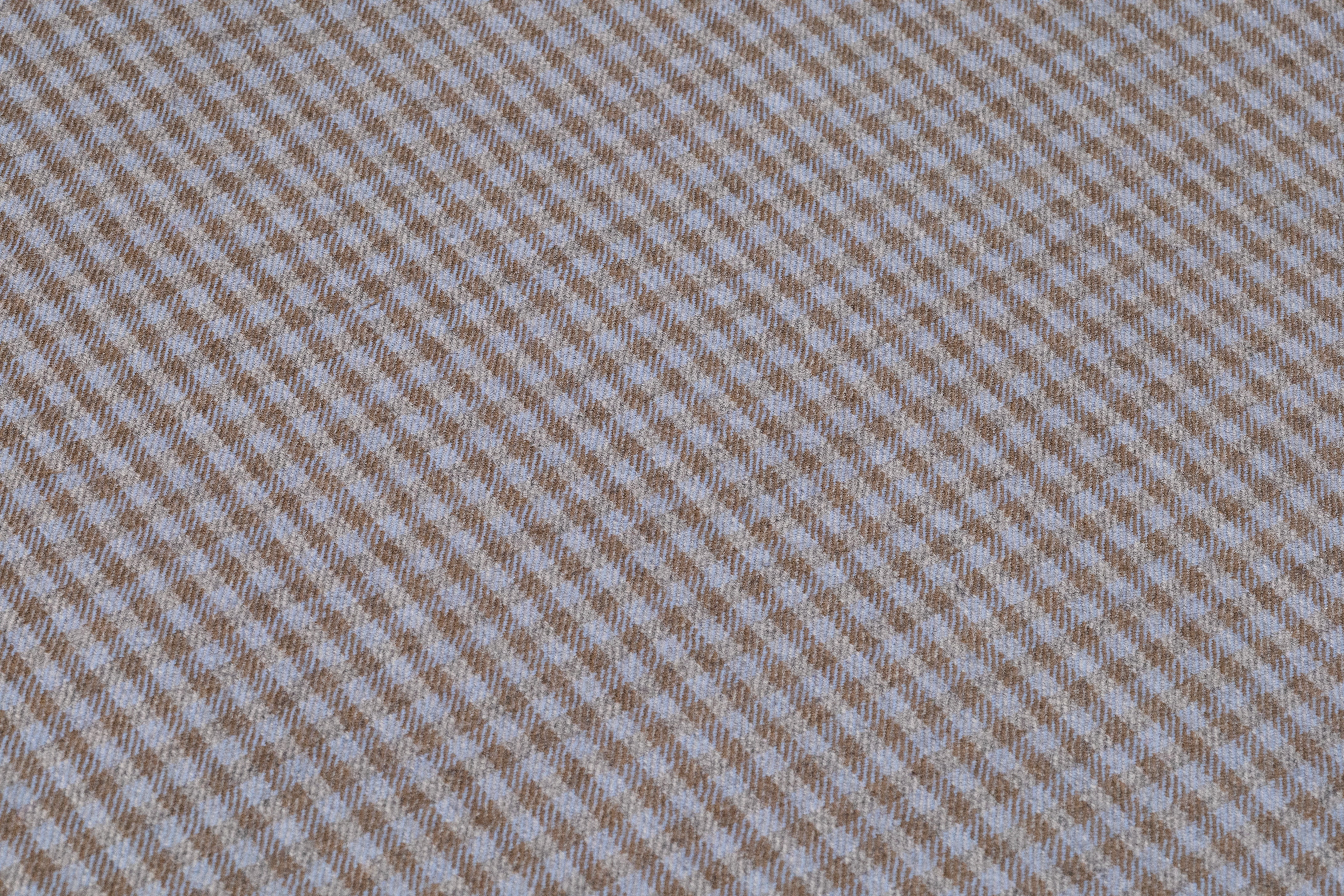 Checked Italian Stretch Wool Flannel - Powder Blue / Taupe