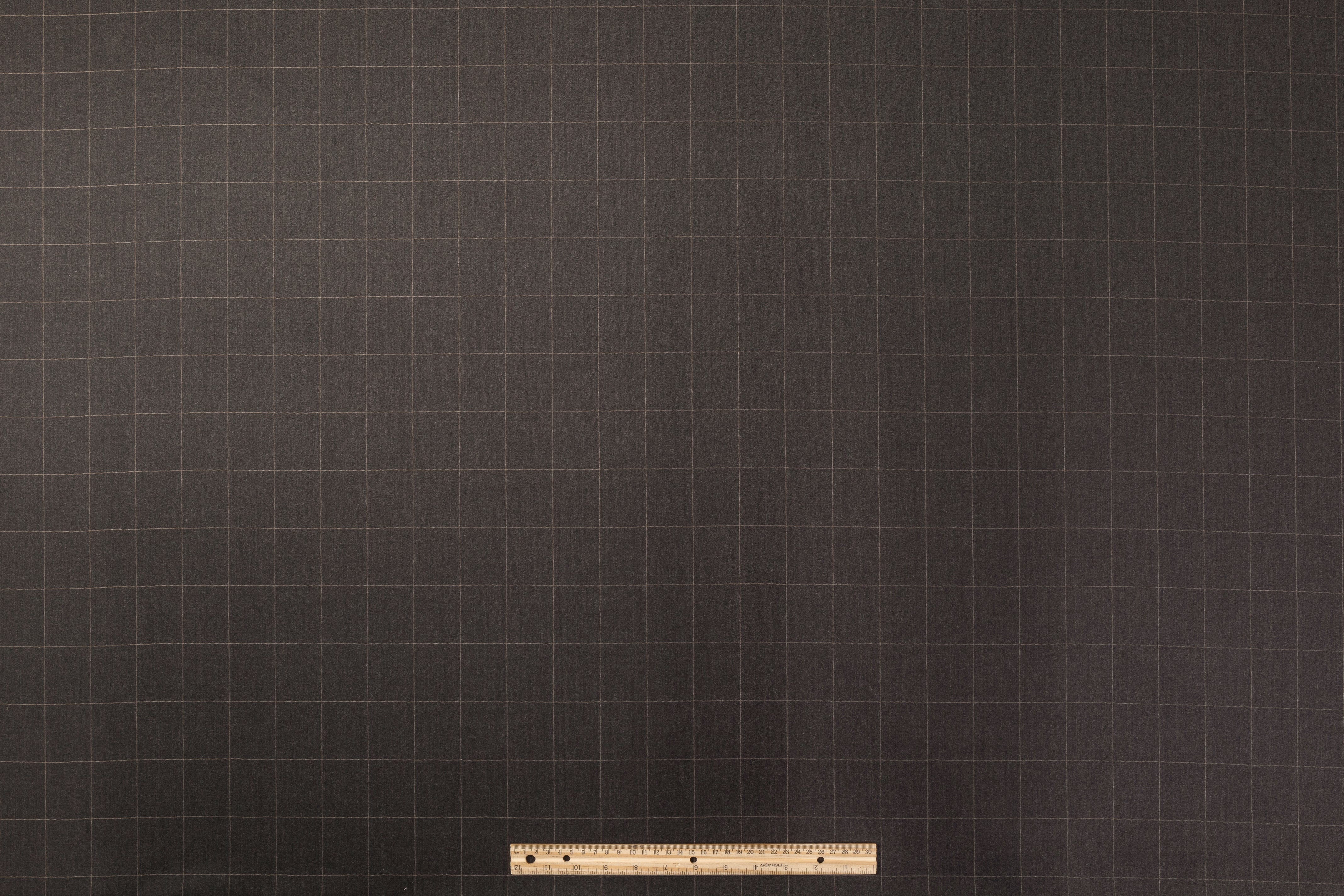 Windowpane Italian Wool Suiting - Gray