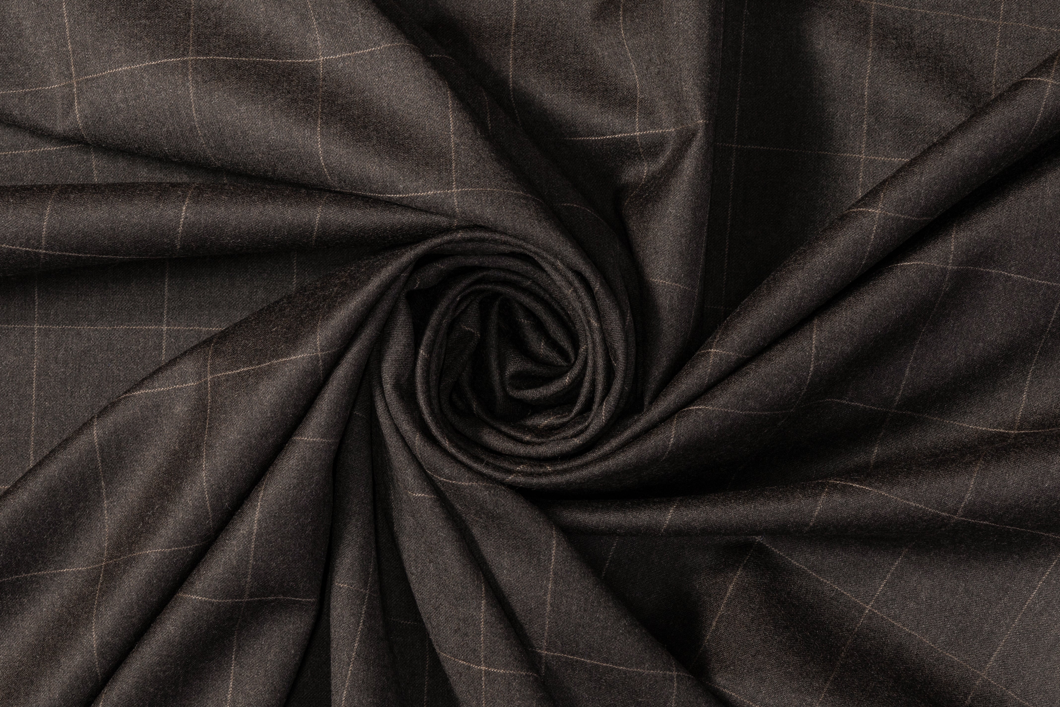 Windowpane Italian Wool Suiting - Gray