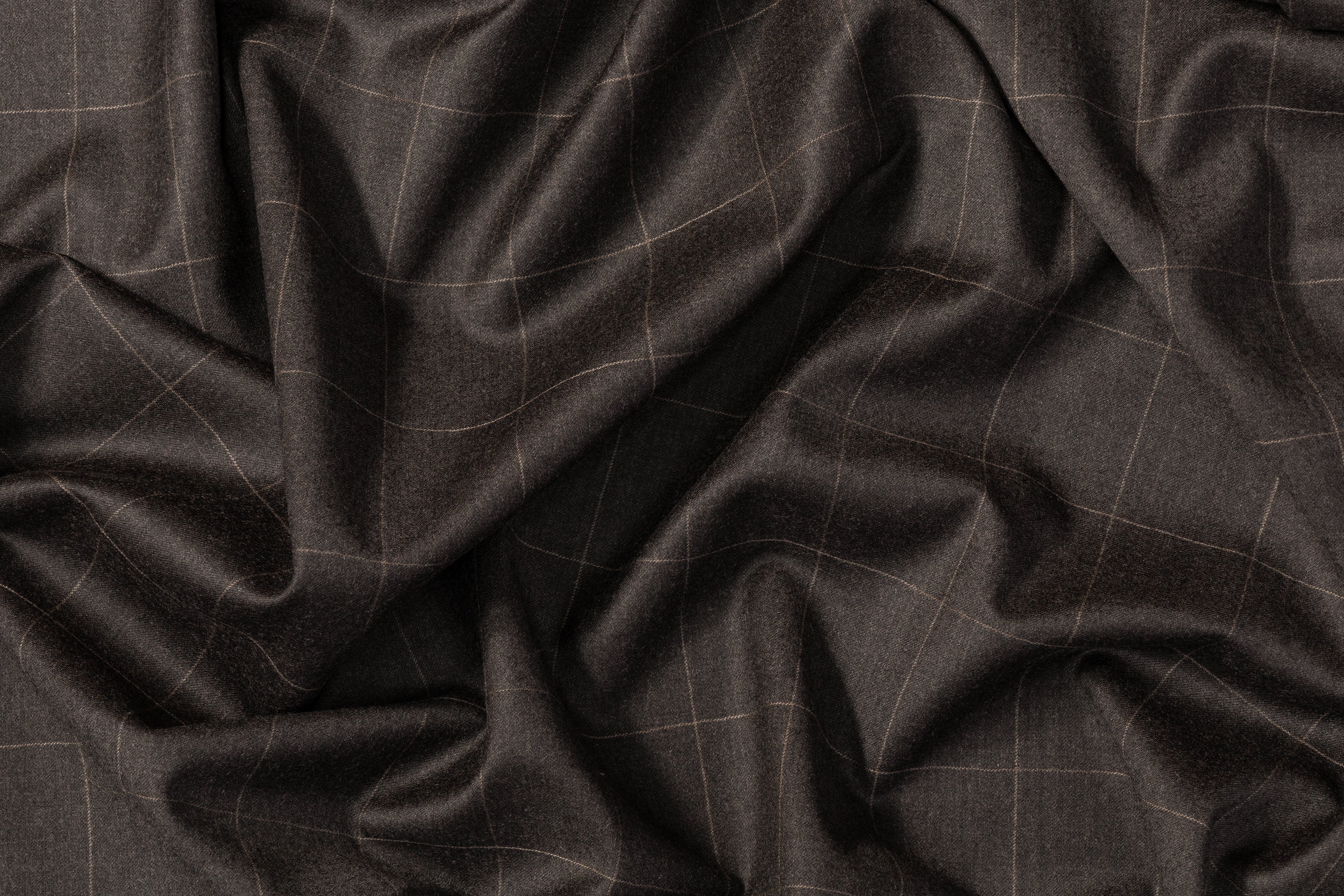 Windowpane Italian Wool Suiting - Gray