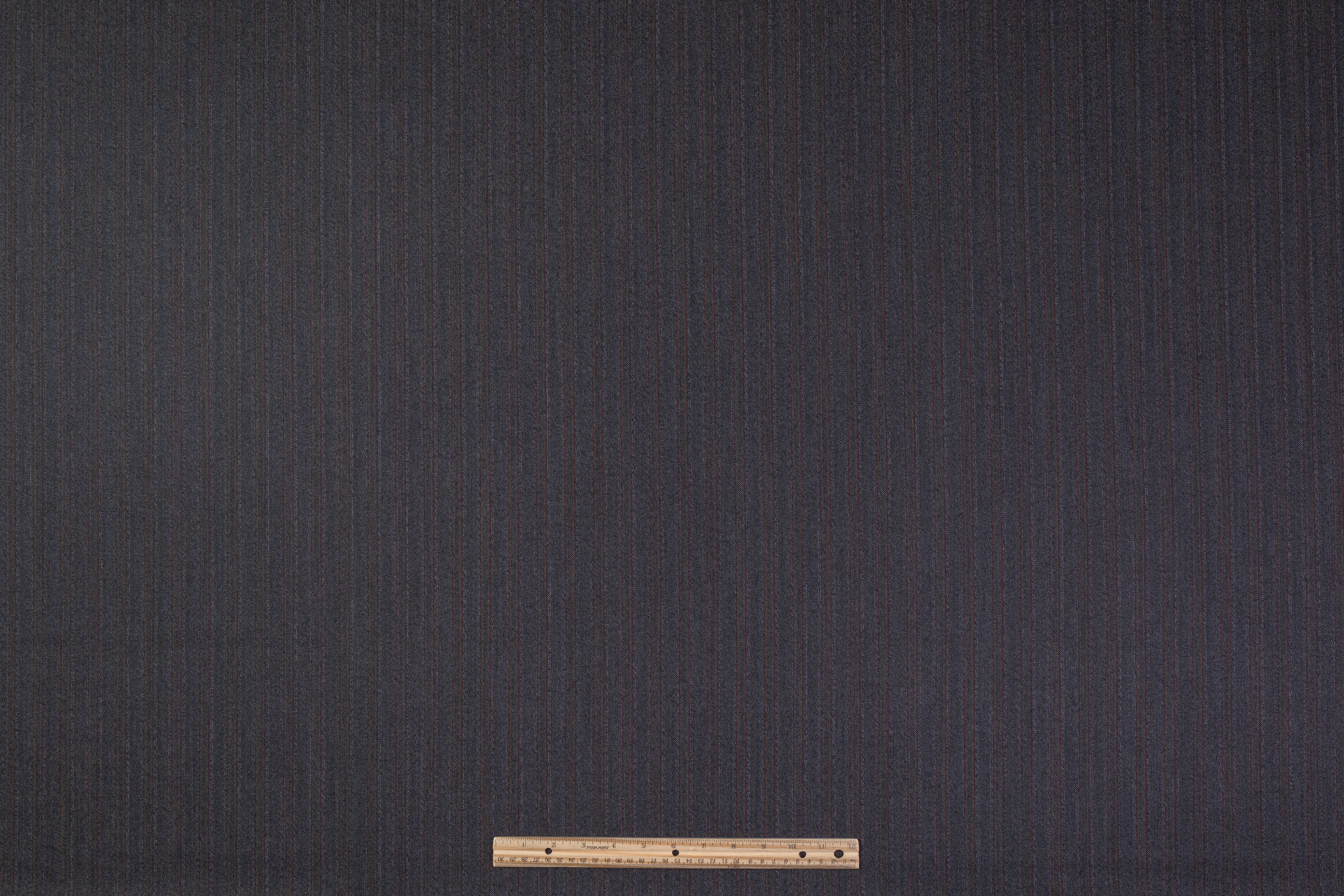 Striped Heritage Twist English Wool Suiting - Gray