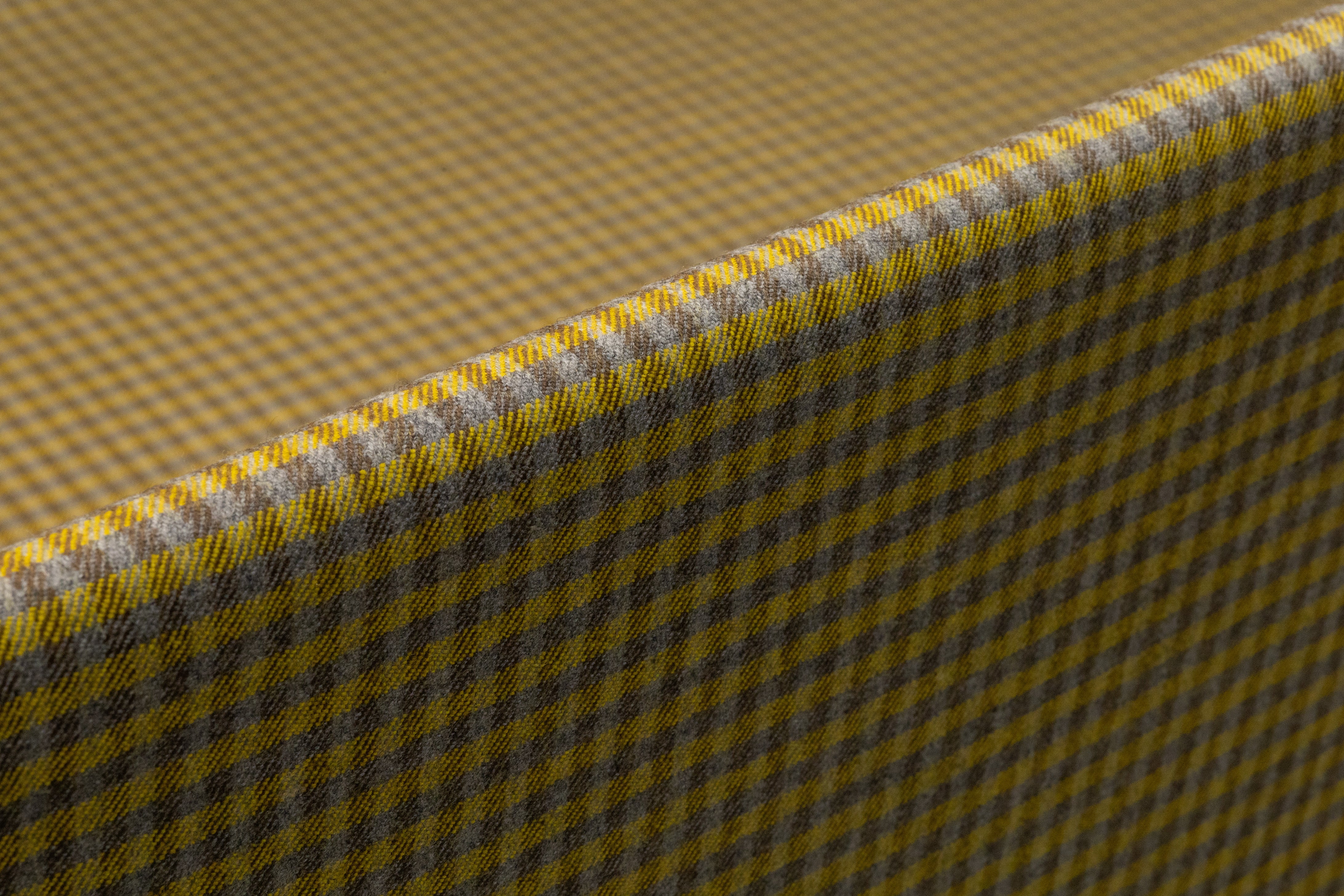 Checked Italian Stretch Wool Flannel - Mustard Yellow / Taupe