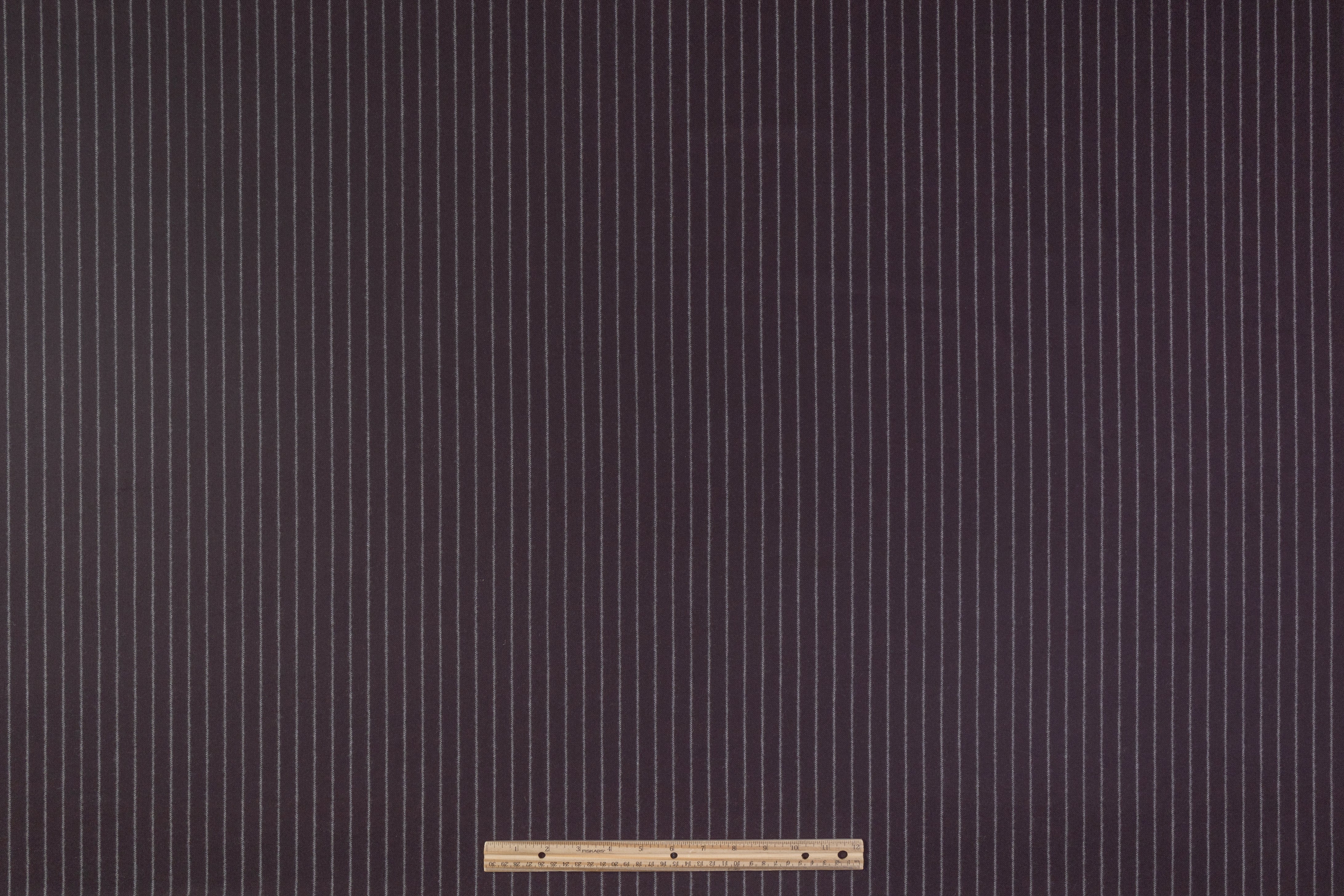 Striped Italian Wool Flannel - Aubergine