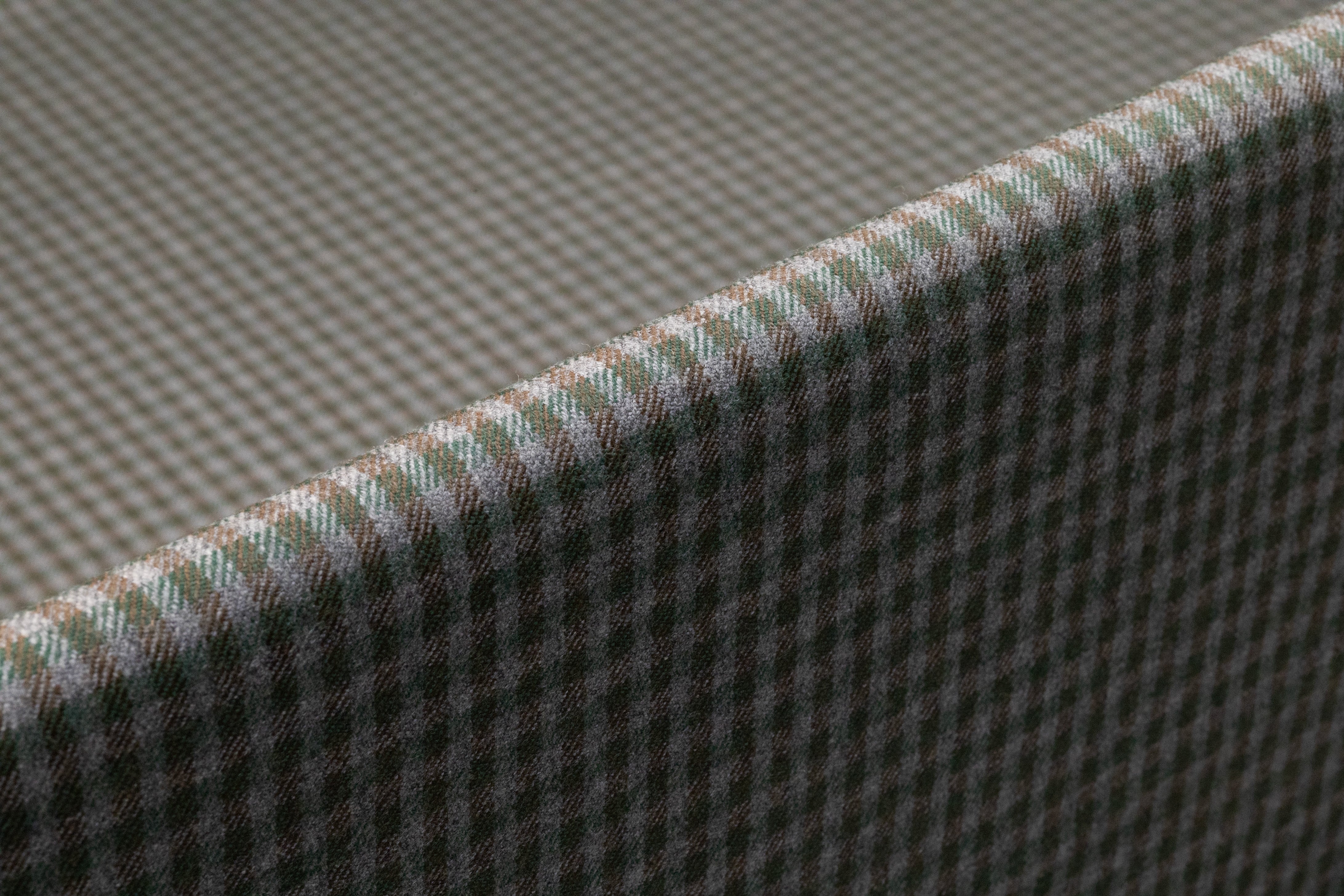 Checked Italian Stretch Wool Flannel - Green / Brown
