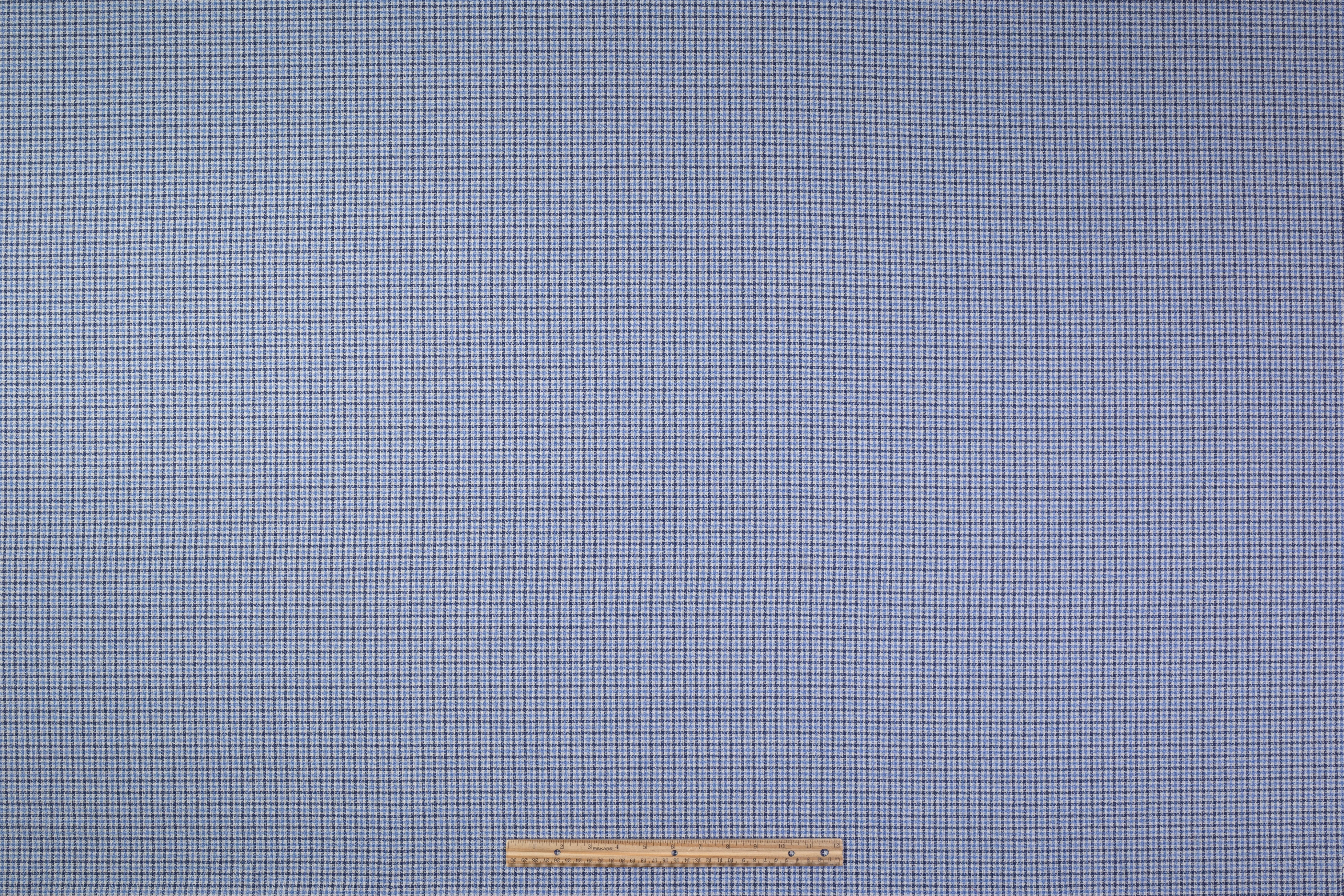 Checked Italian Wool Linen Silk Suiting - Blue