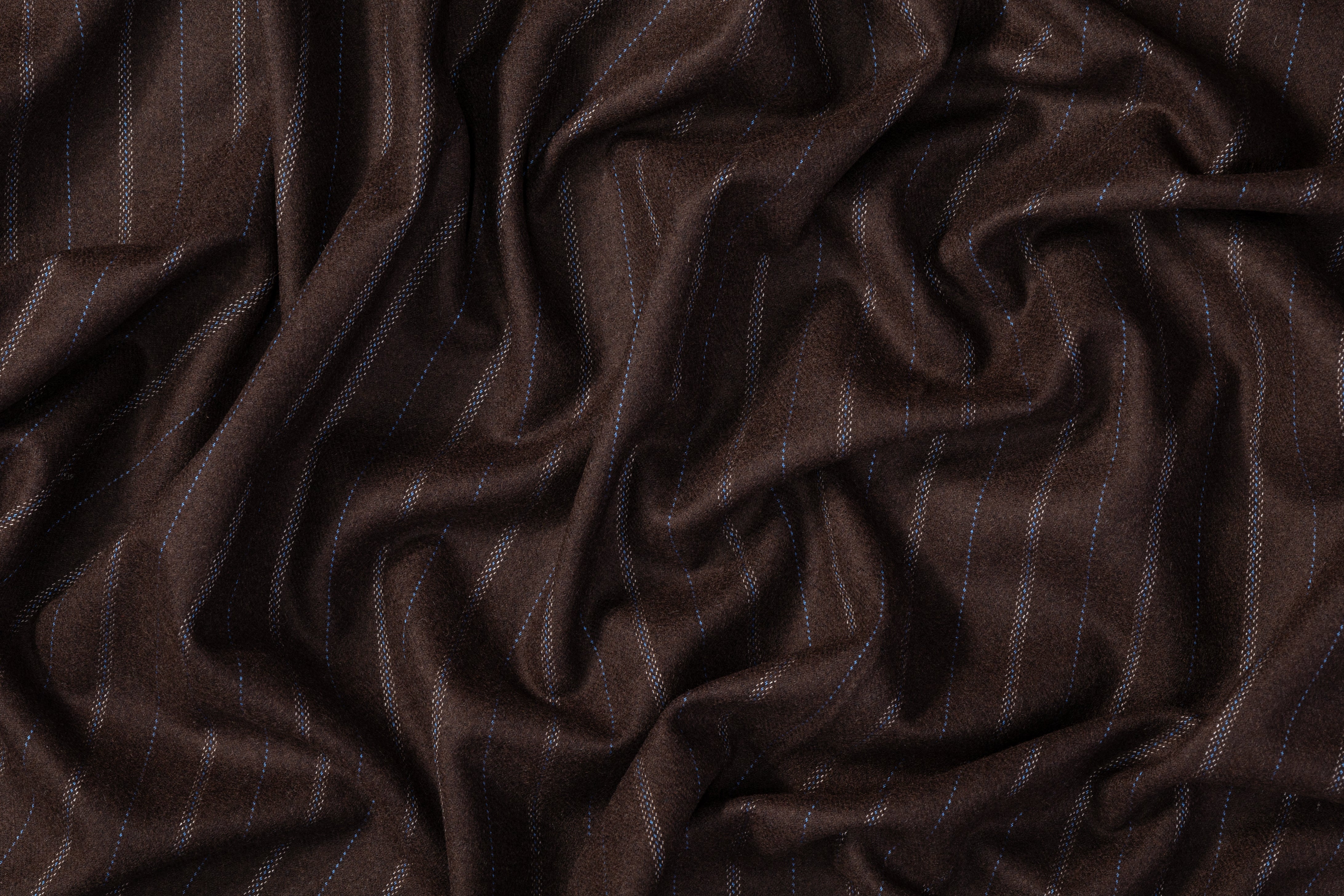 Striped Italian Wool Felt - Brown