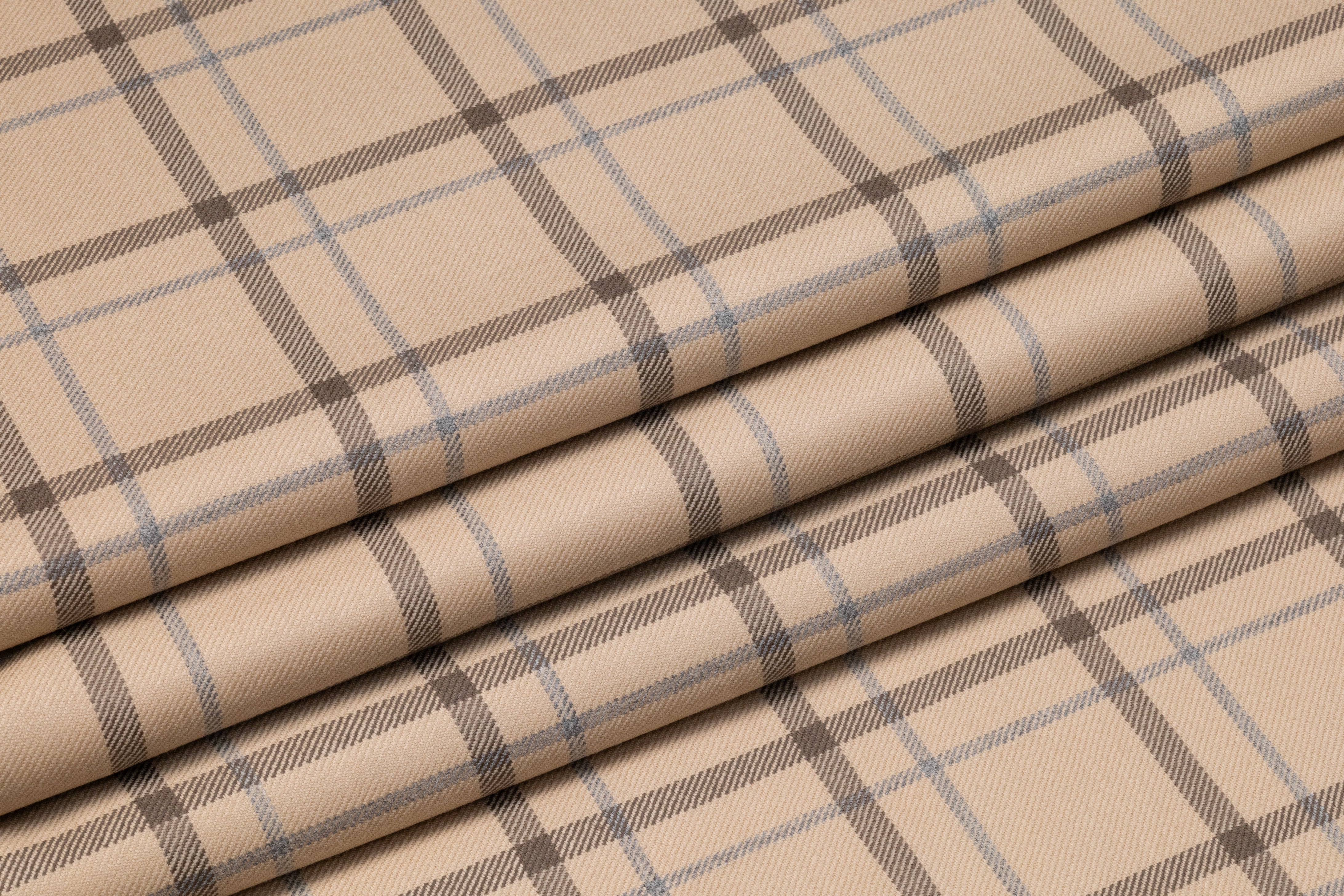 Tartan Italian Wool Suiting - Beige