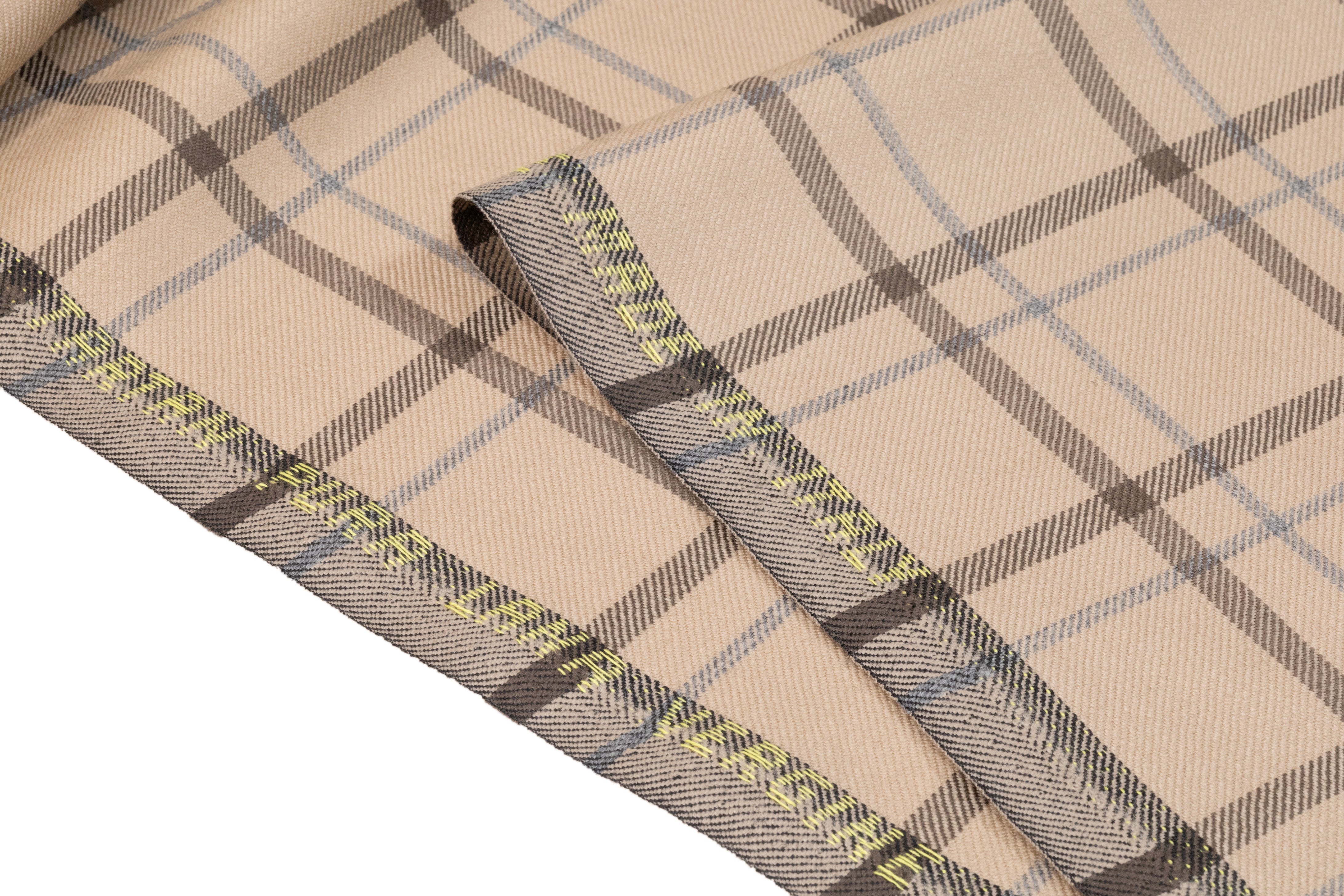 Tartan Italian Wool Suiting - Beige