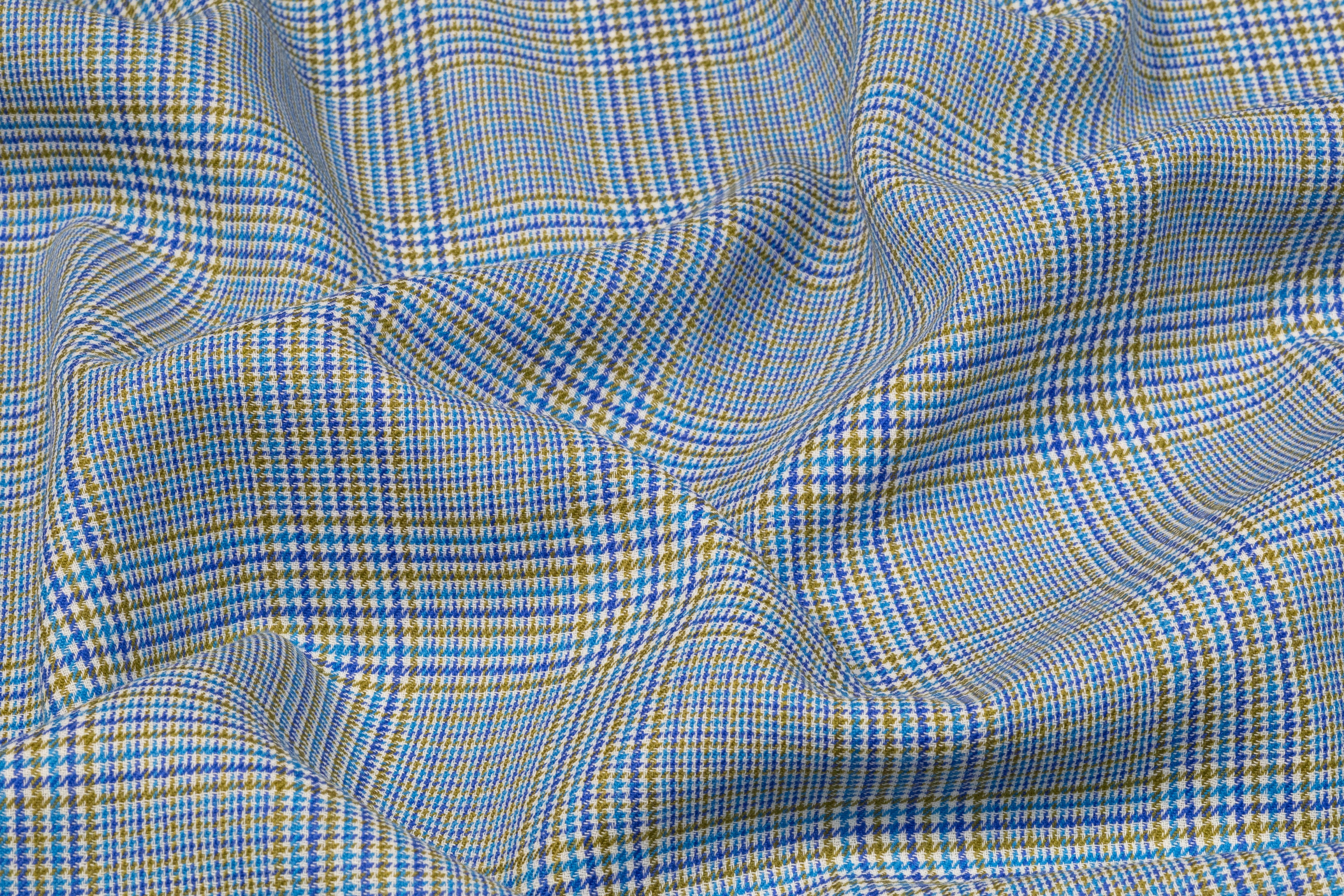 Glen Check Italian Wool Suiting - Blue / Green