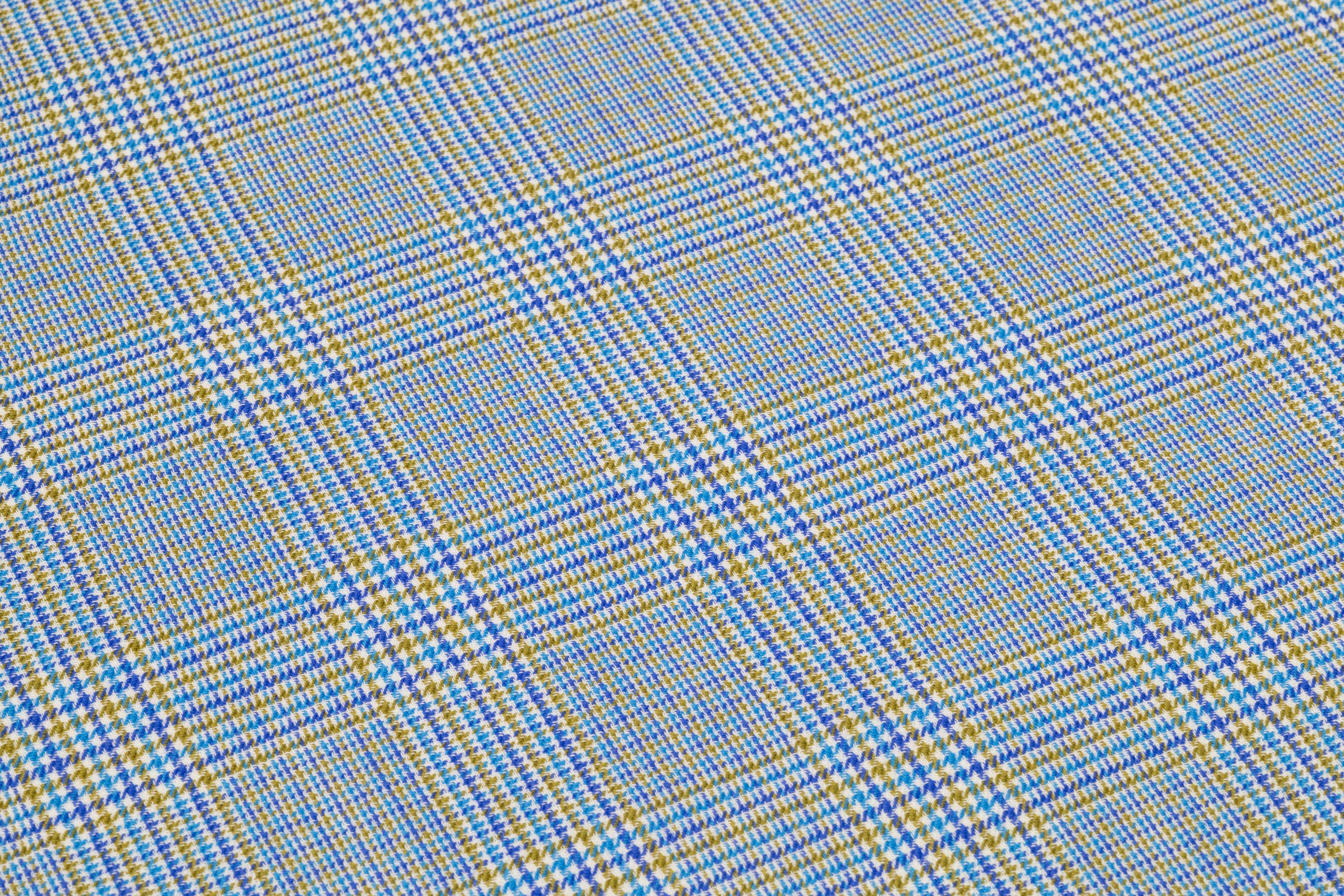 Glen Check Italian Wool Suiting - Blue / Green
