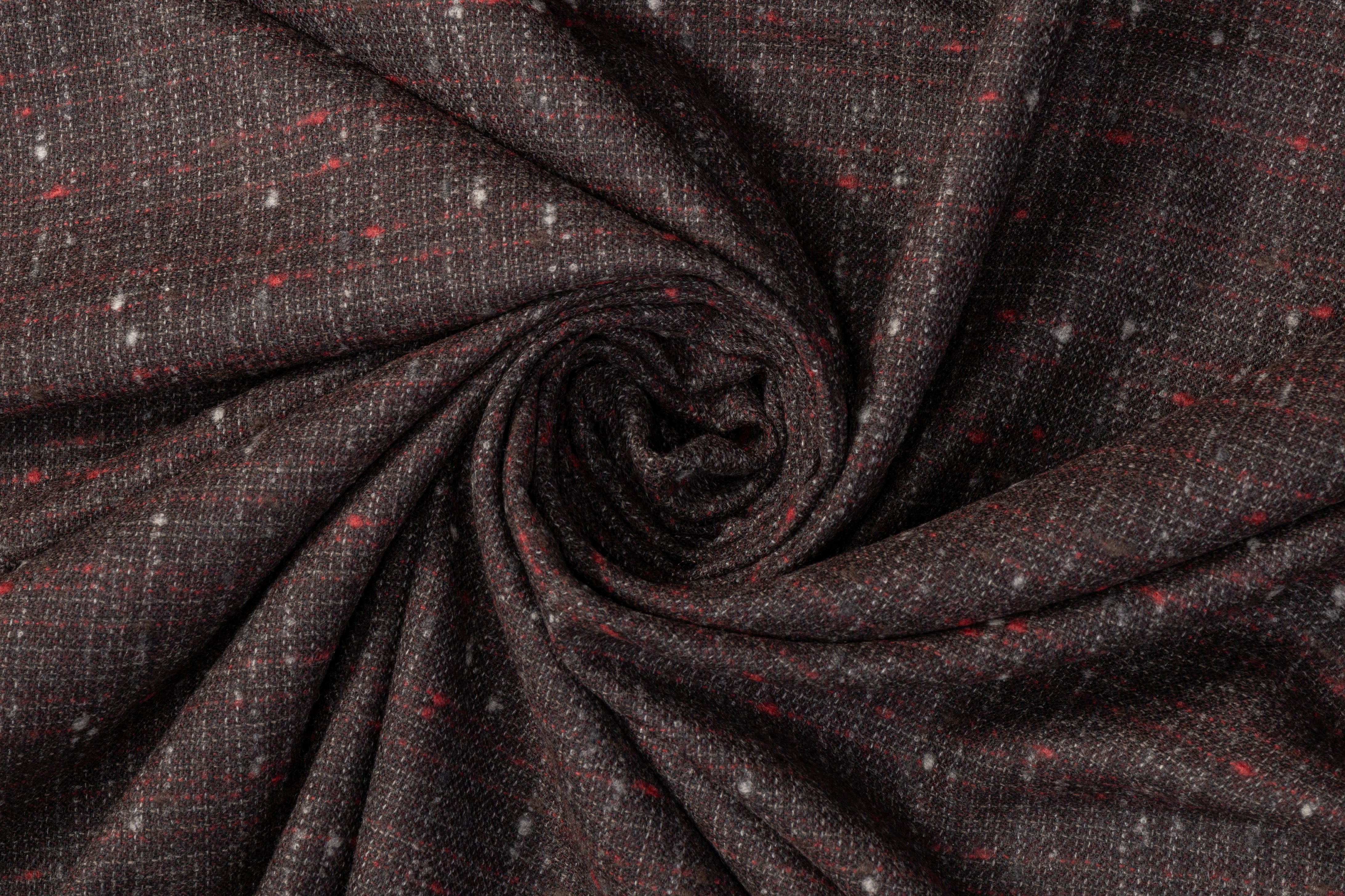 Italian Wool Tweed Suiting - Brown / Gray / Red