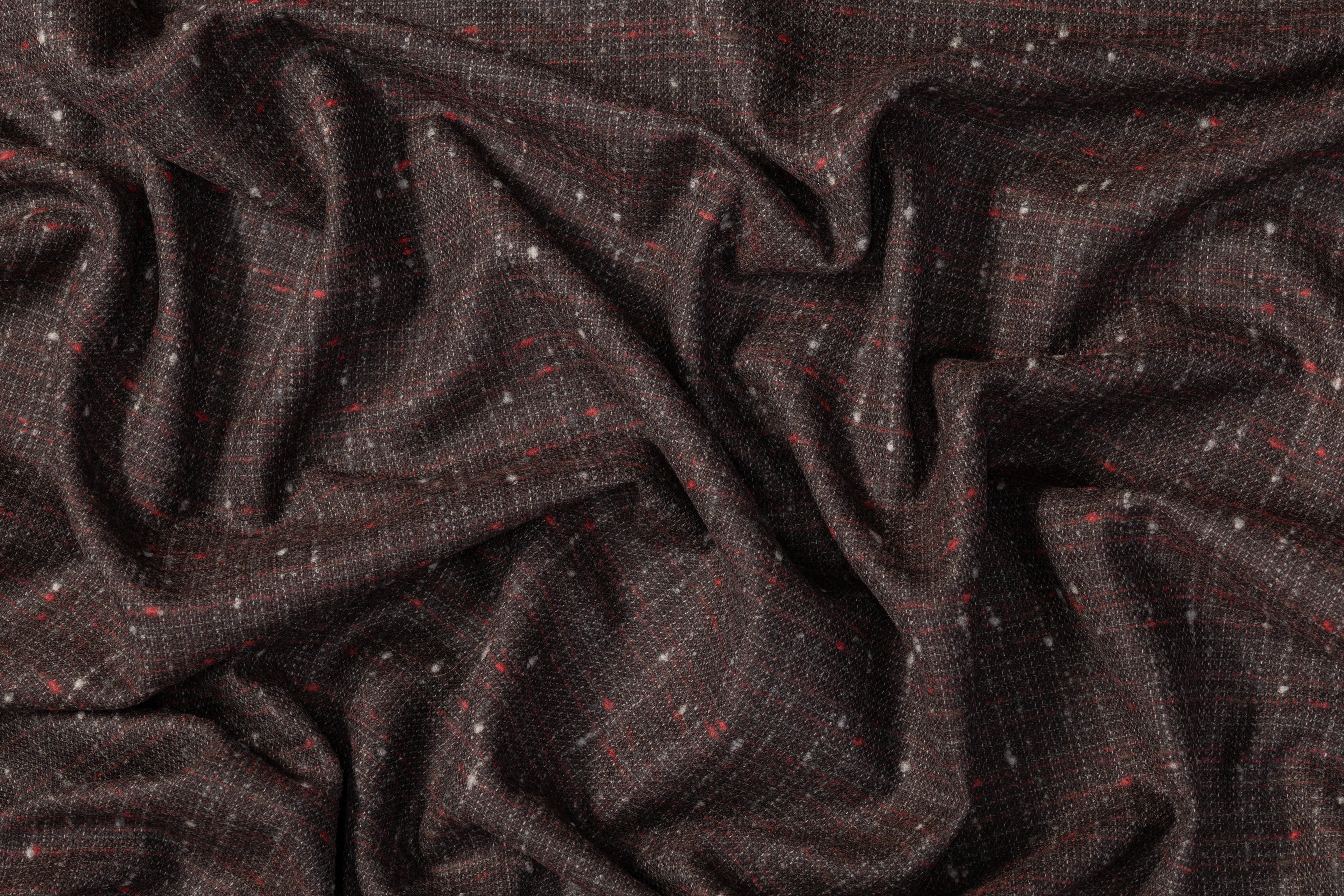 Italian Wool Tweed Suiting - Brown / Gray / Red