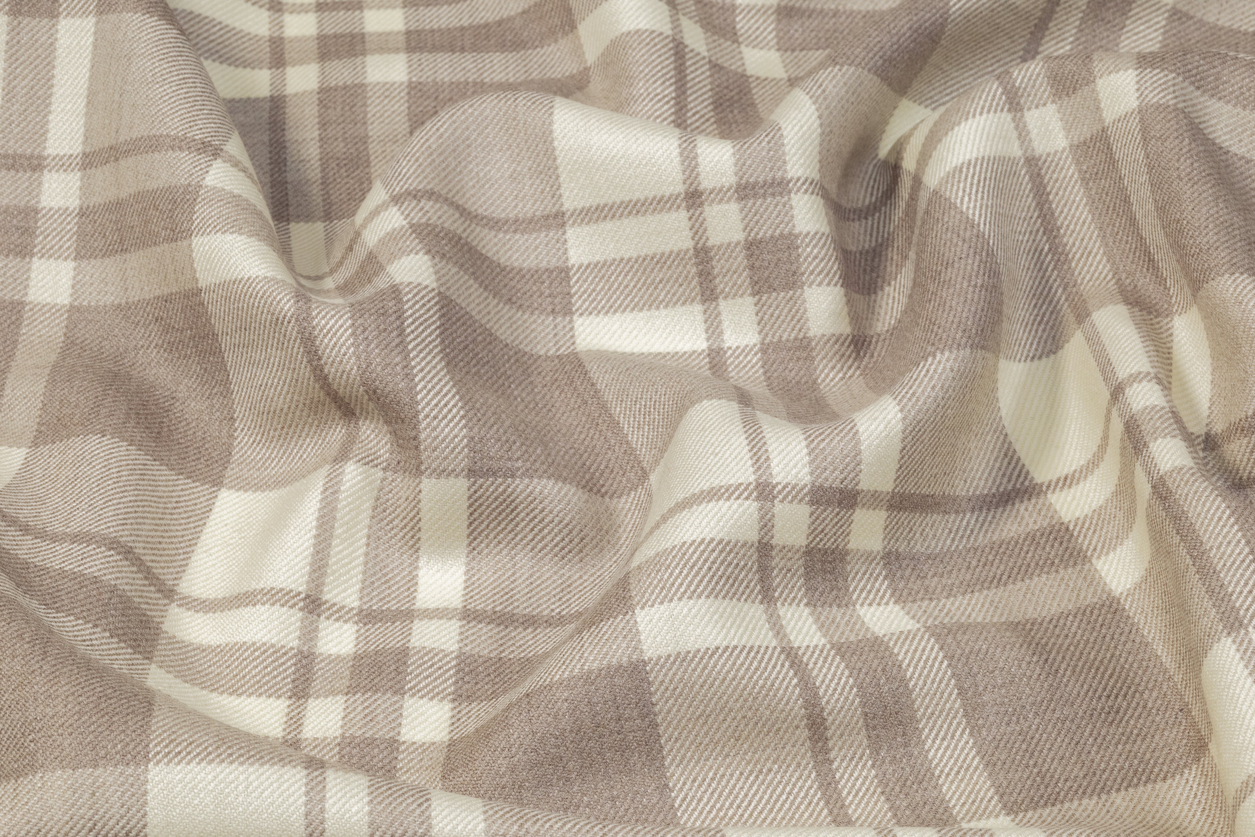 Tartan Italian Wool Suiting - Ivory / Taupe