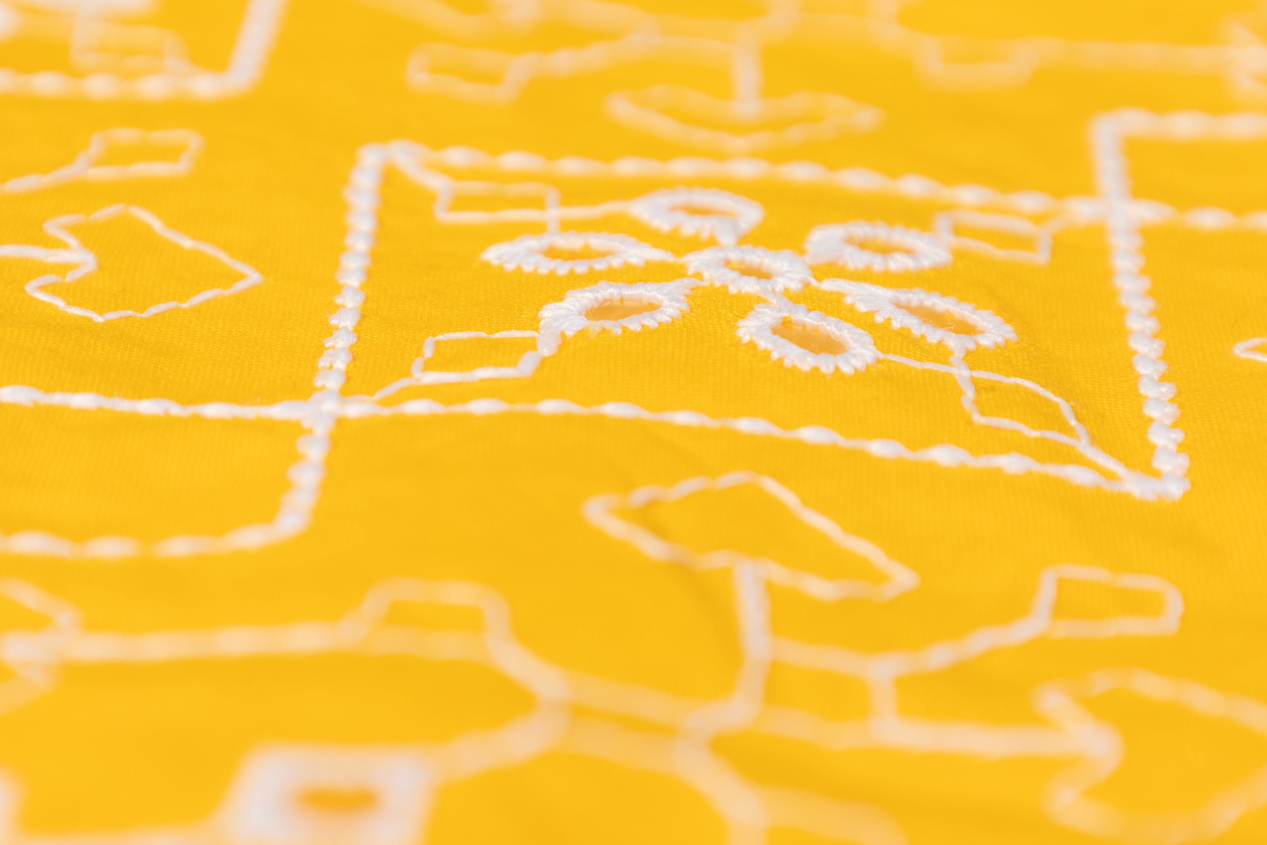 Geometric Cotton Eyelet - Yellow