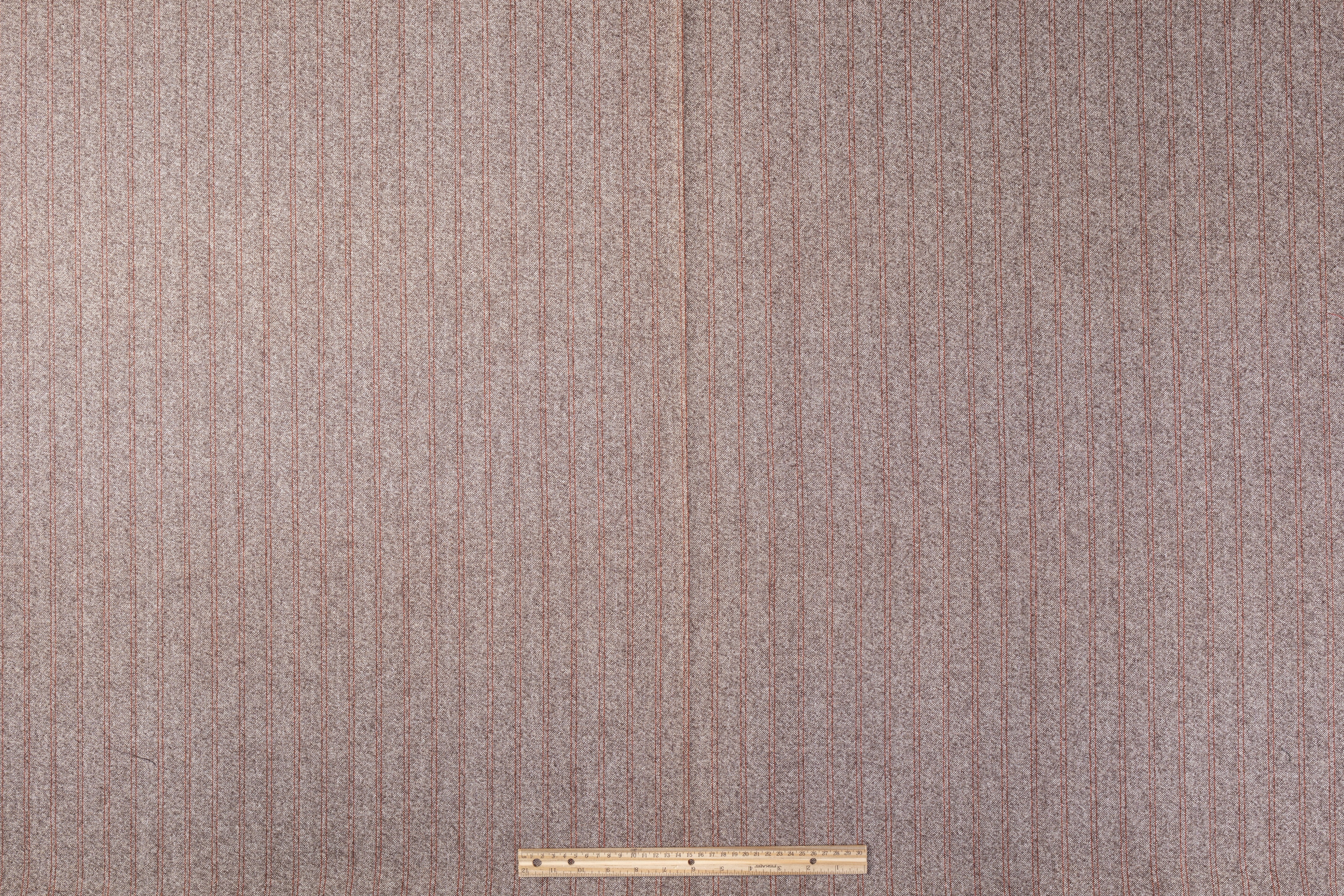 Striped Italian Wool Tweed Coating - Brown / Orange