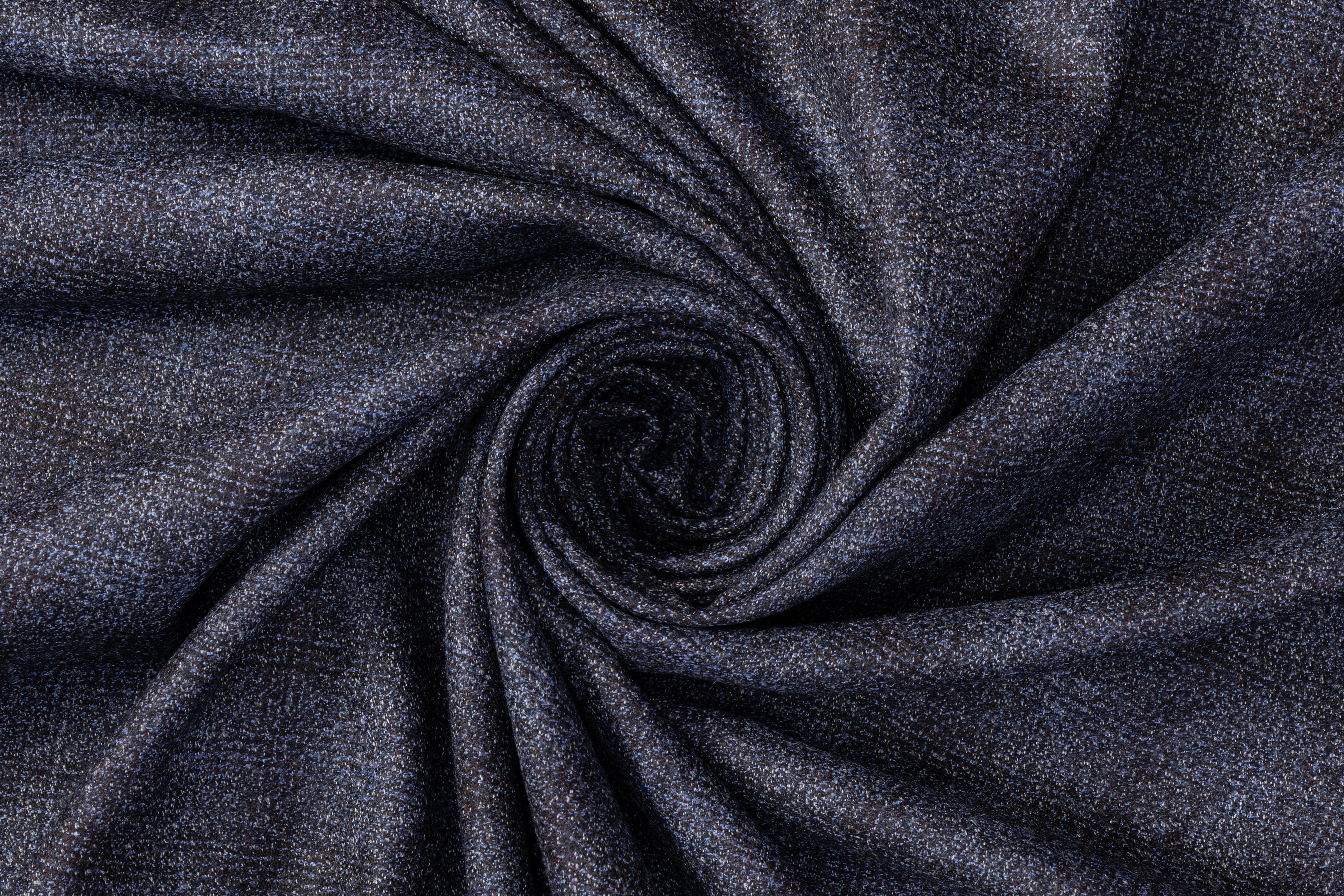 Checked Italian Wool Suiting - Navy