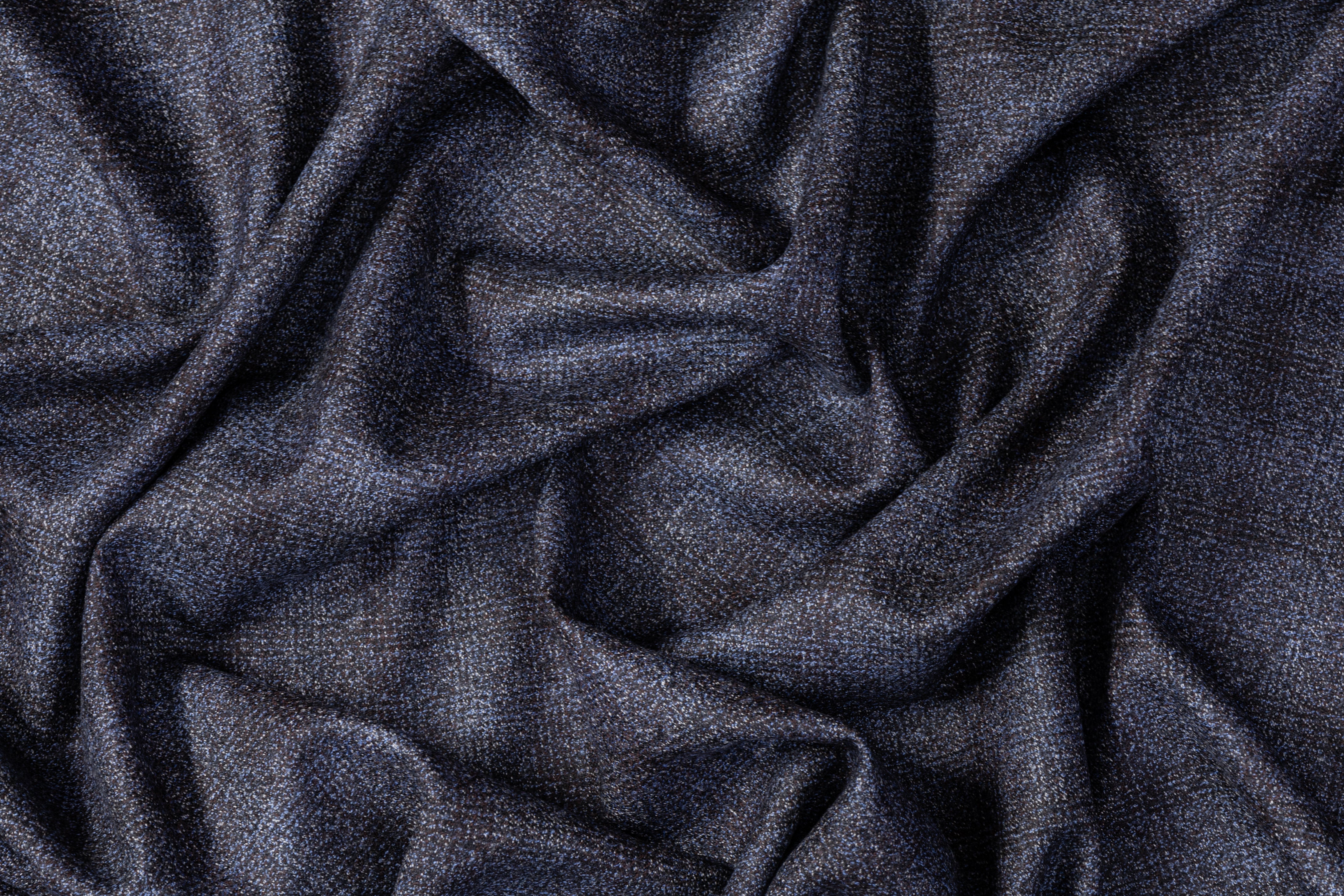 Checked Italian Wool Suiting - Navy