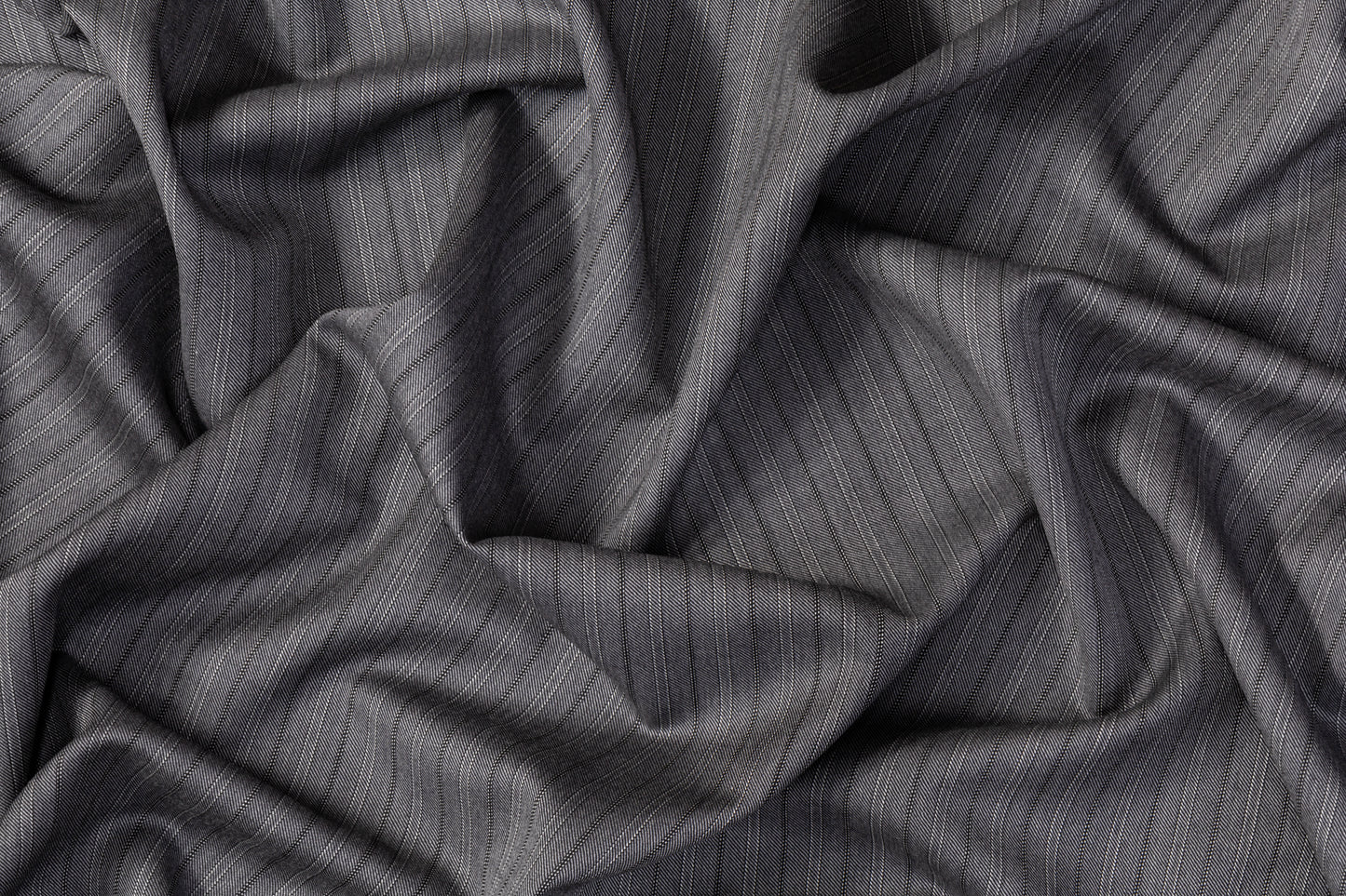 Striped Italian Wool Suiting - Gray