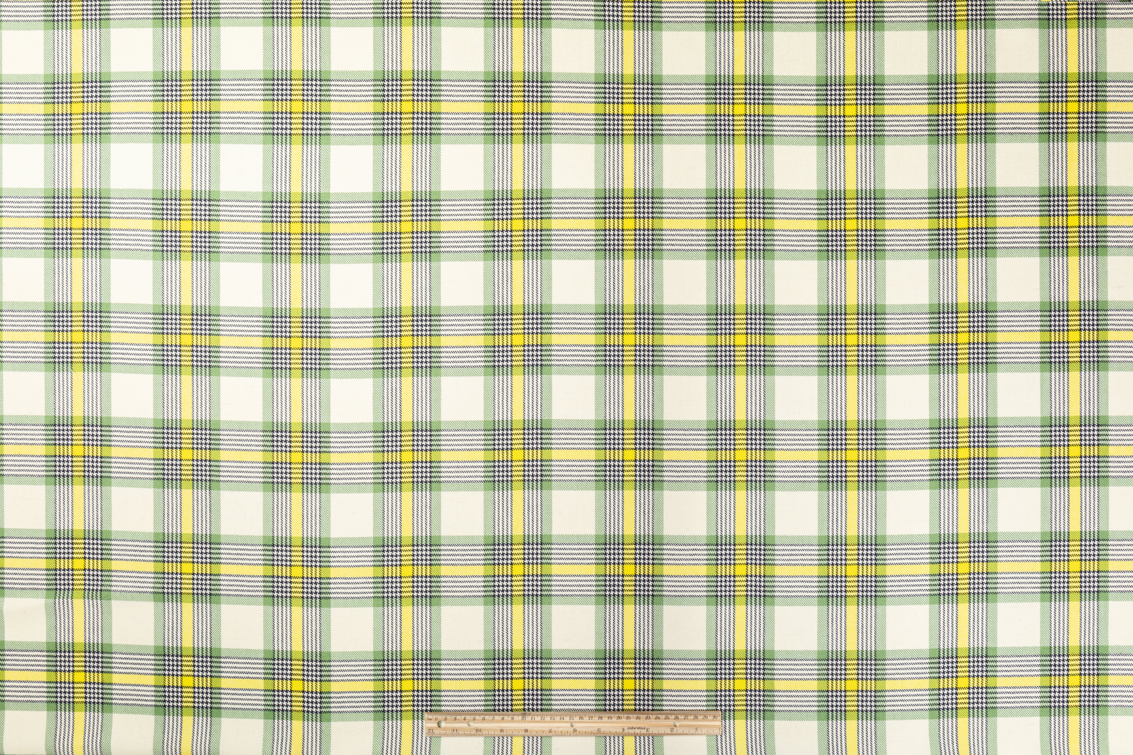 Checked Italian Wool Suiting - Green / Yellow / White