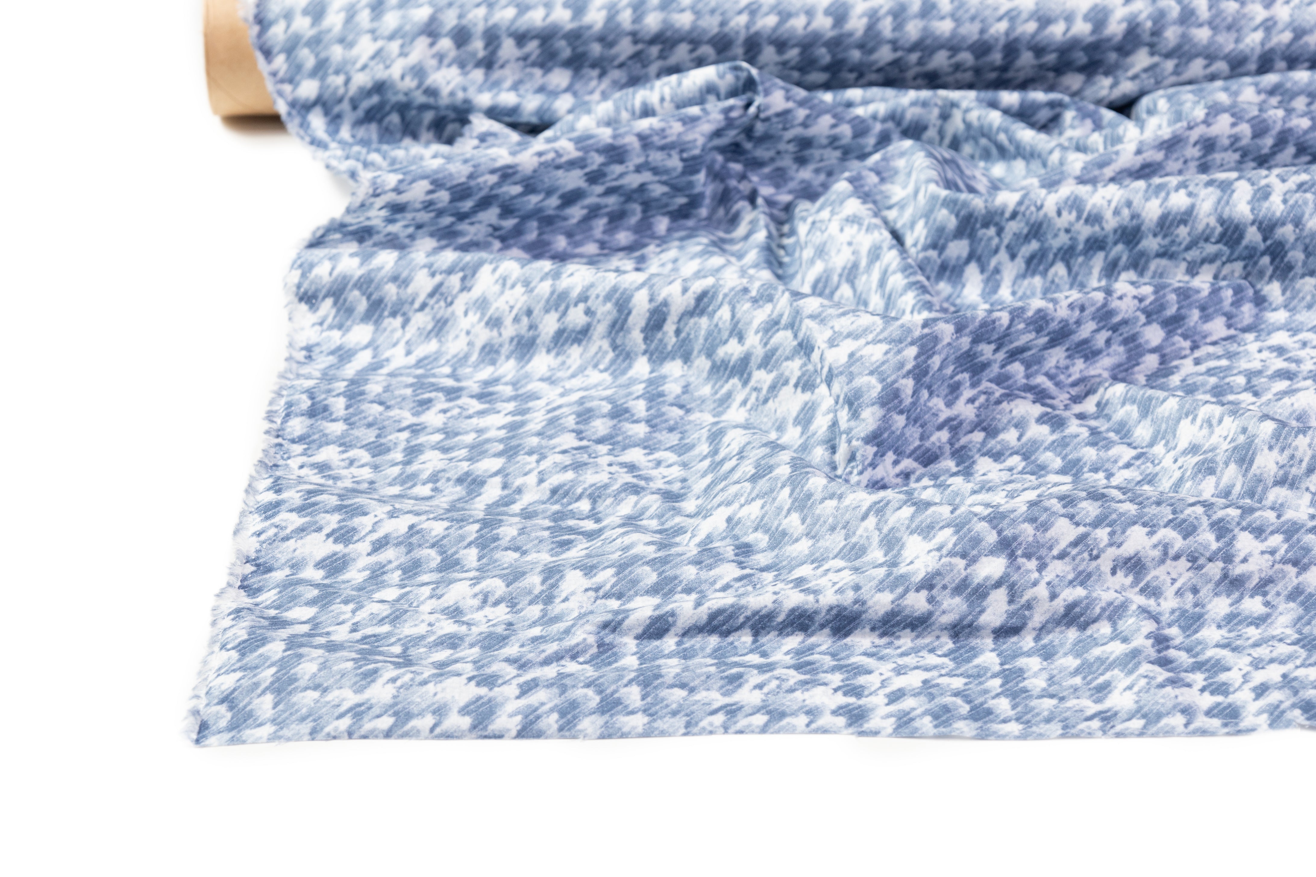 Abstract Italian Cotton Shirting - Blue / White