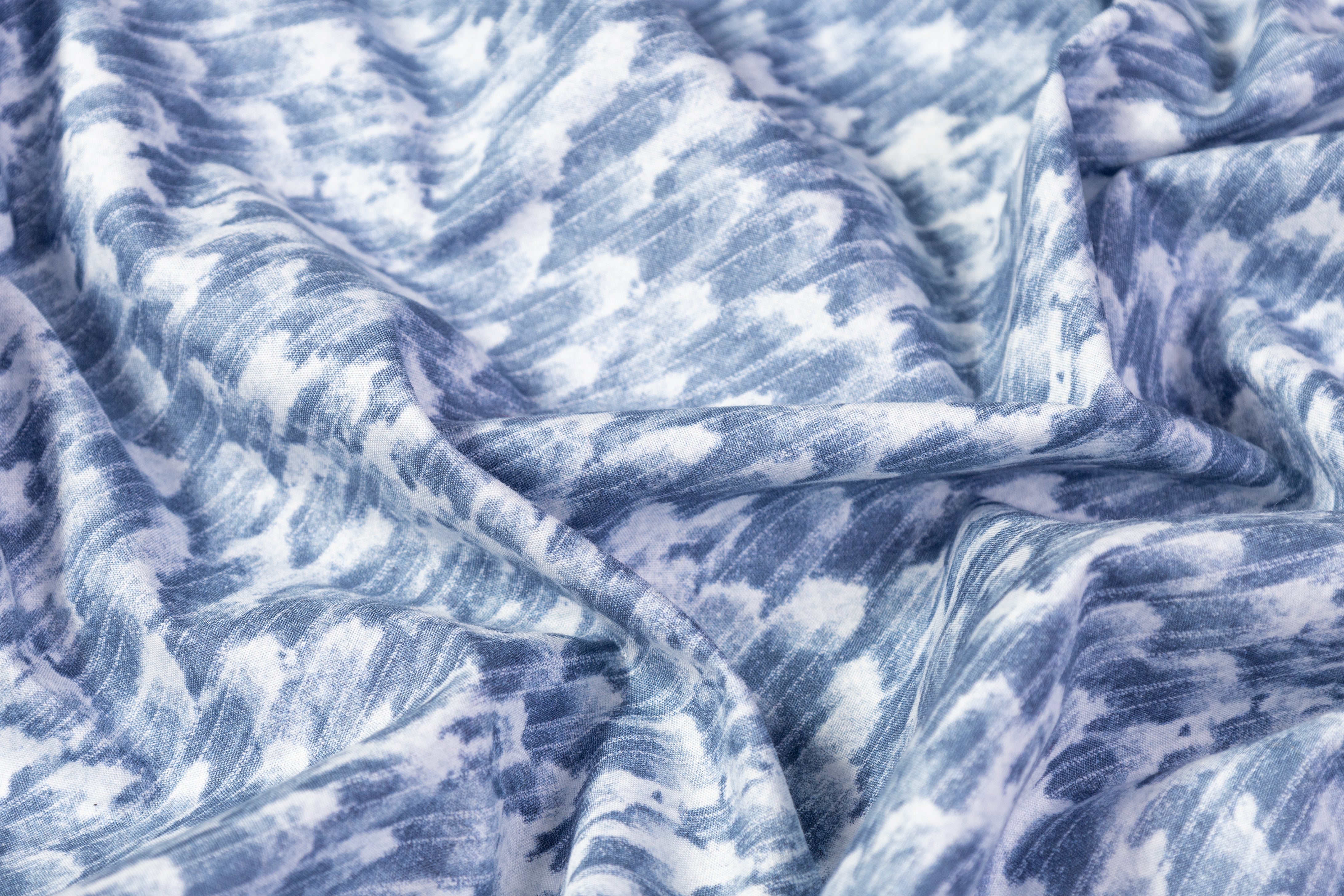 Abstract Italian Cotton Shirting - Blue / White