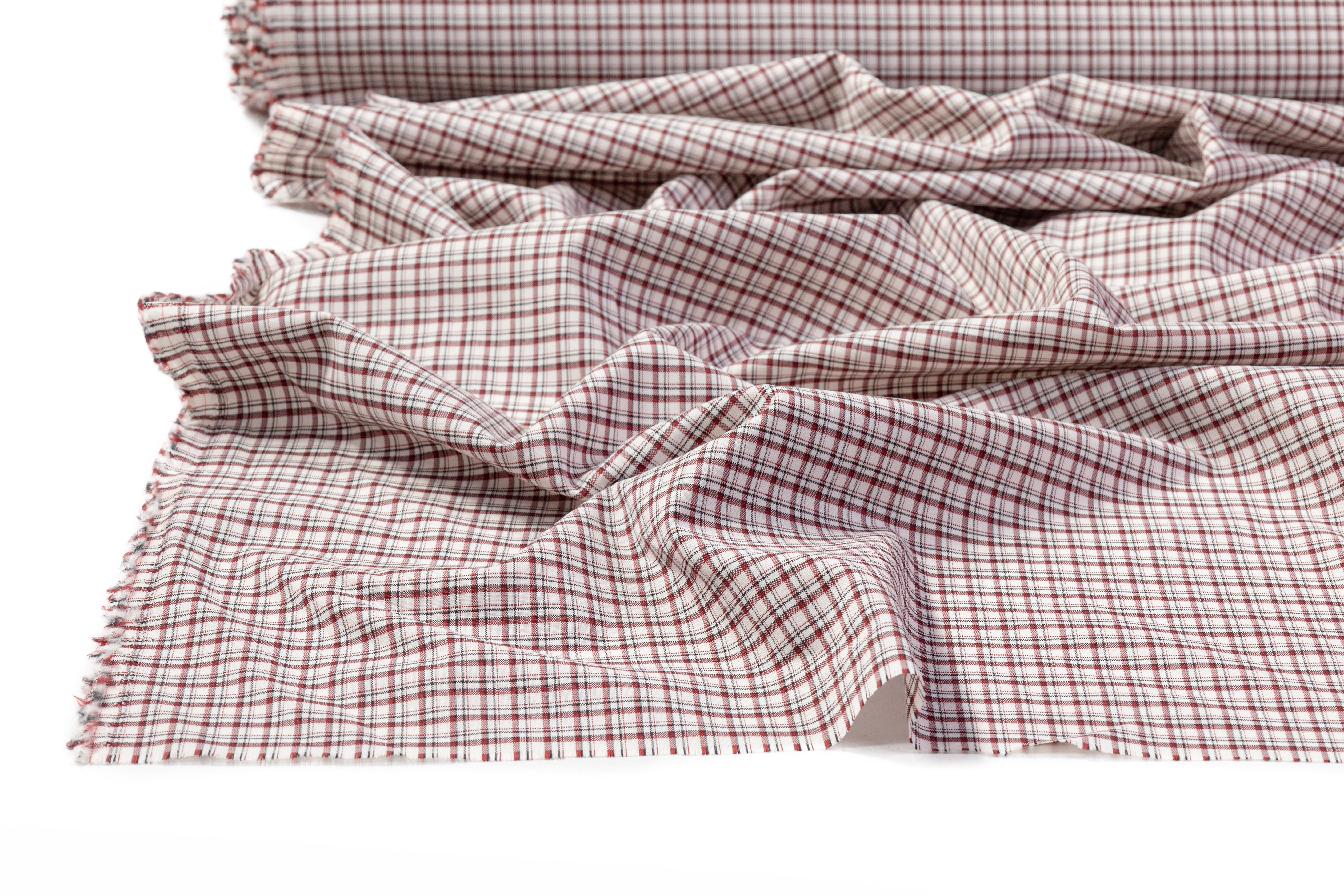 Tallia di Delfino - Checked Italian Wool Suiting - Red / Off White